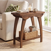 Tribesigns Table d’Appoint Rustique en Bois Massif à 2 Niveaux, 60 x 30 x 62 cm, pour Salon et Chambre 3