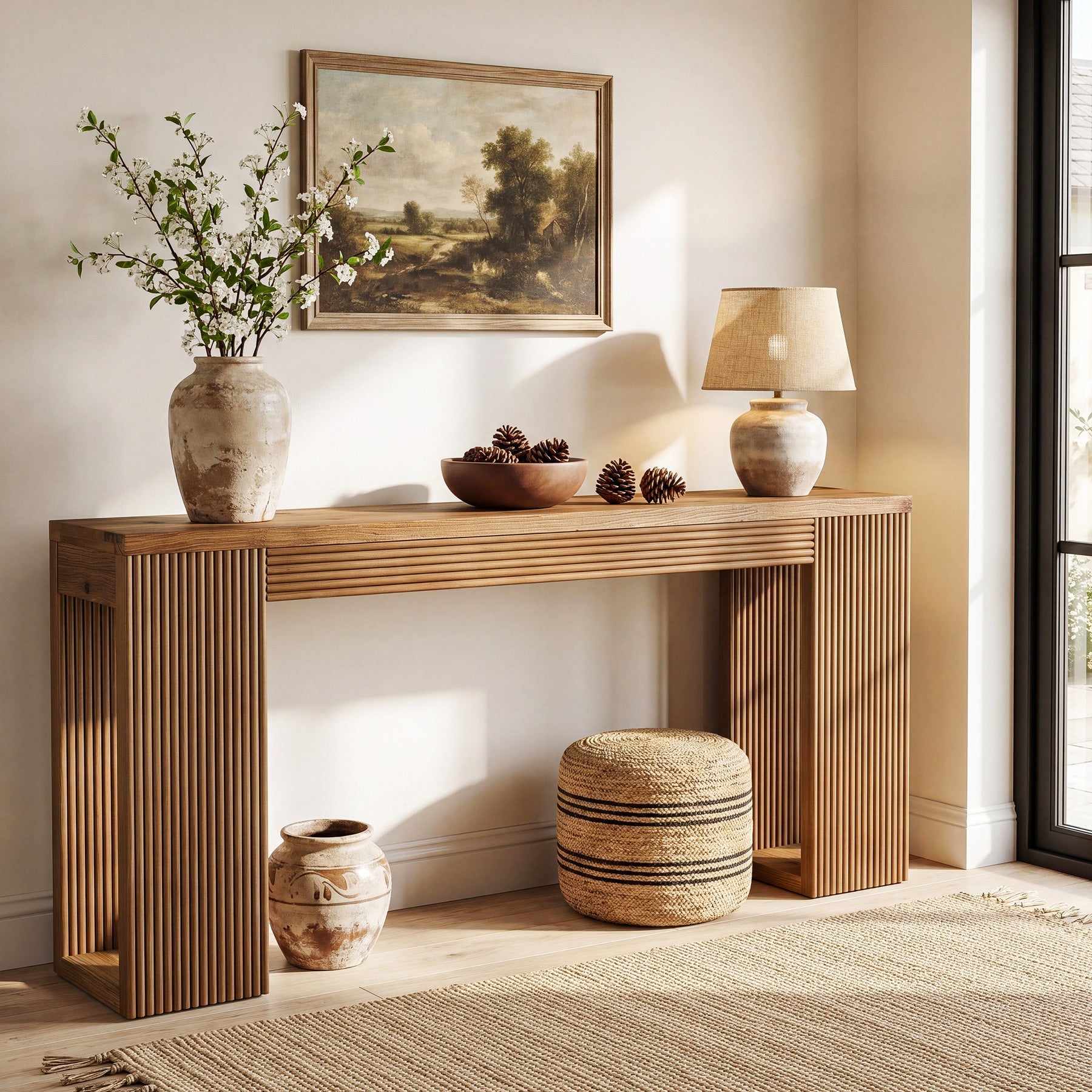 Tribesigns Console Longue de 160 cm, Table de Canapé Étroite en Bois Massif