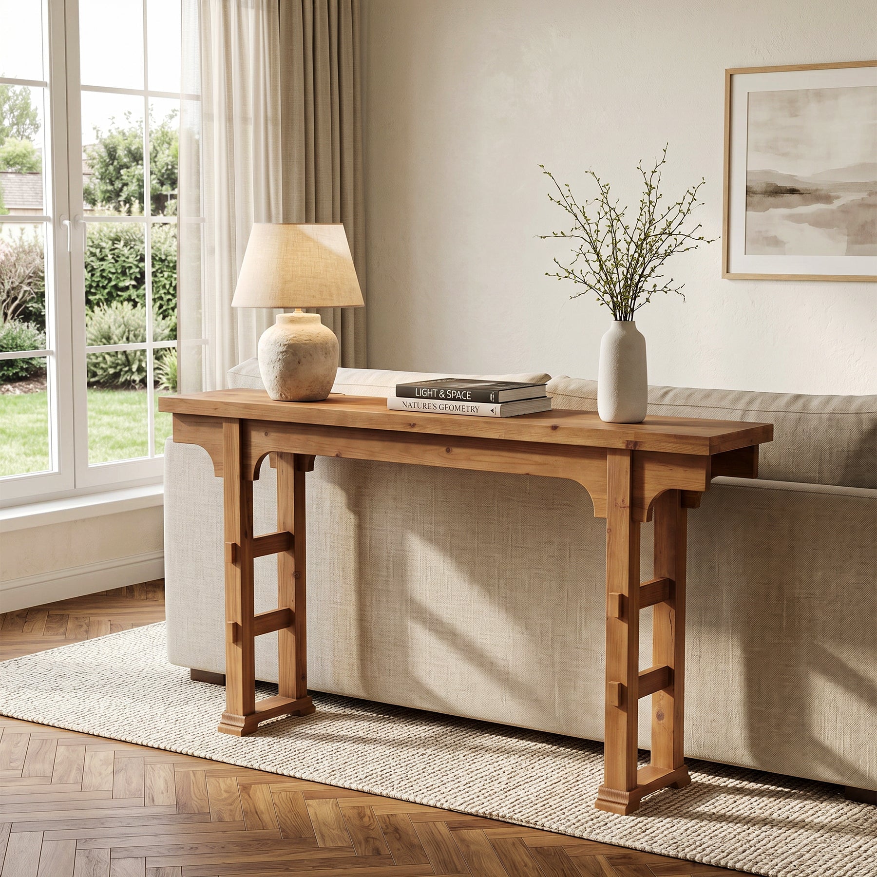 Tribesigns Console d’Entrée Industrielle en Bois et Métal, 160 x 30 x 85 cm