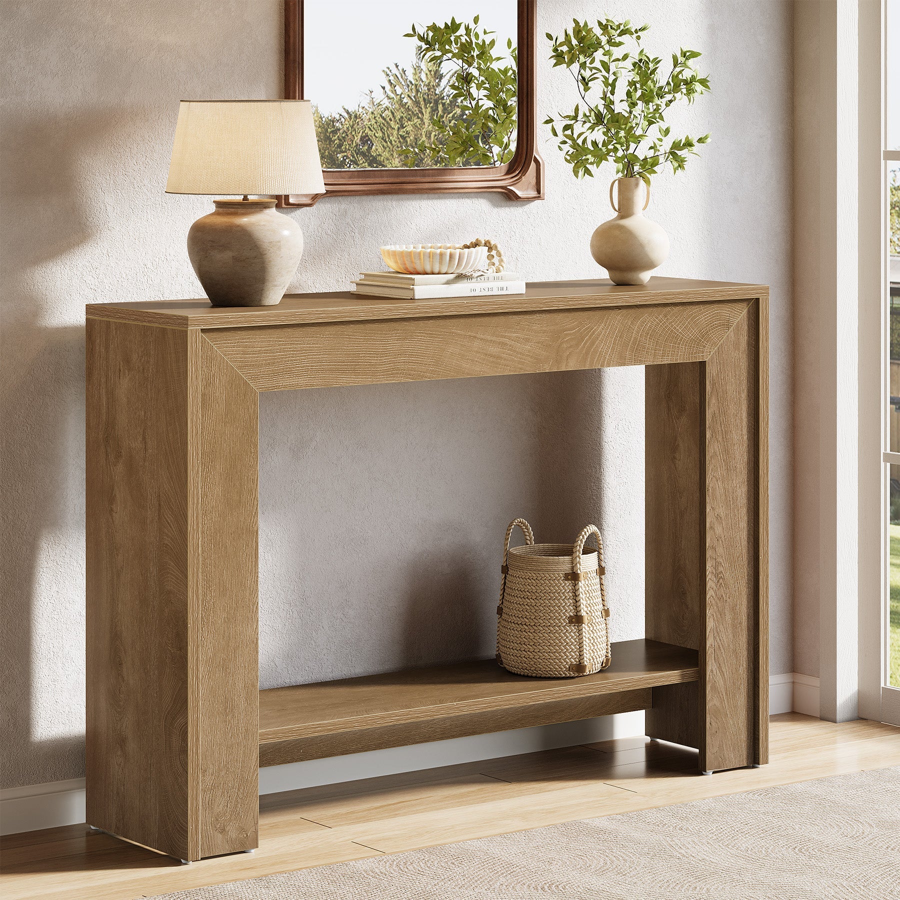 Tribesigns Console Étroite de 105 cm avec Rangements Ouverts, Idéale pour Entrée et Salon