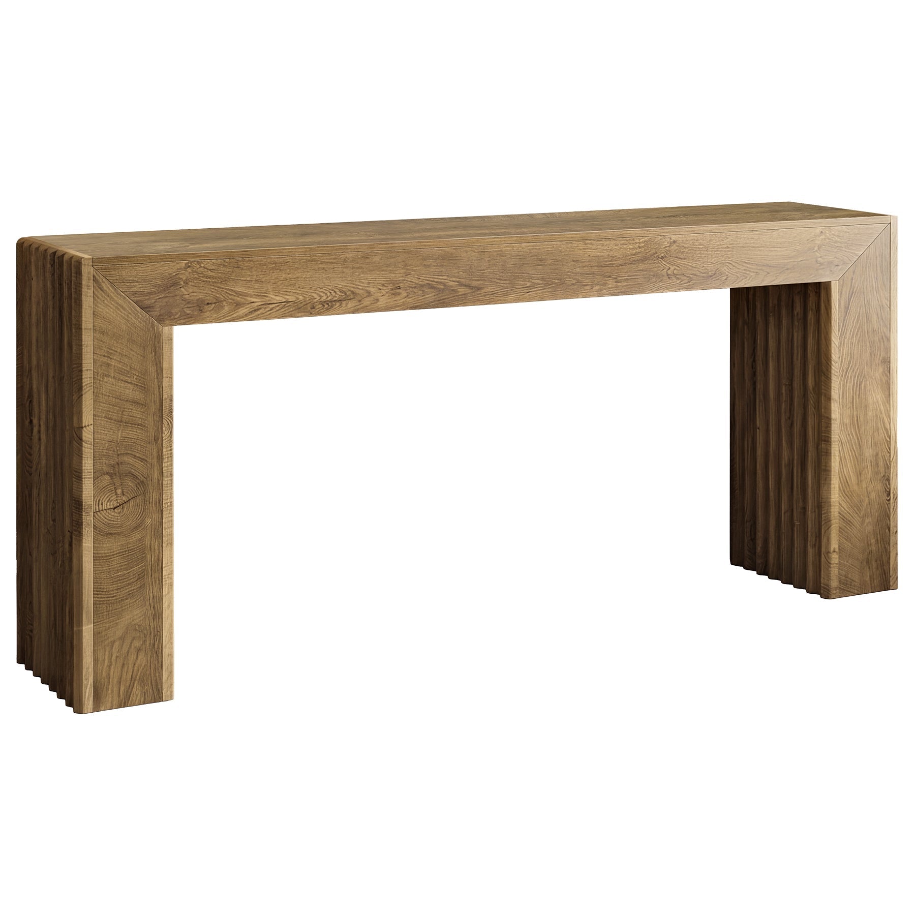 Console de 160 cm avec pieds colonnes cannelés, Table d'entrée étroite de style romain