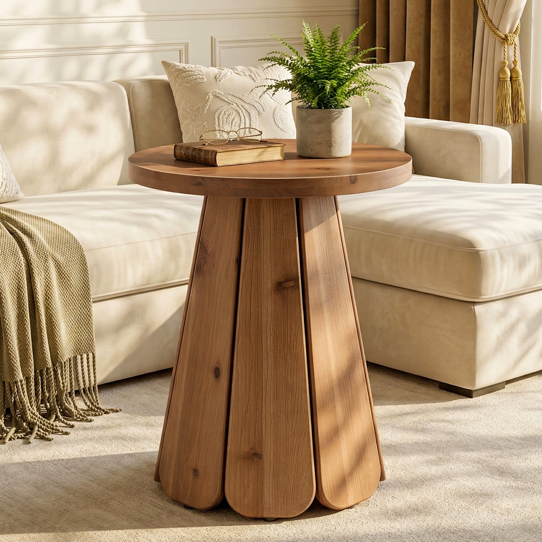 Tribesigns Table d’appoint ronde de 50 cm avec base évasée, petite table de chevet