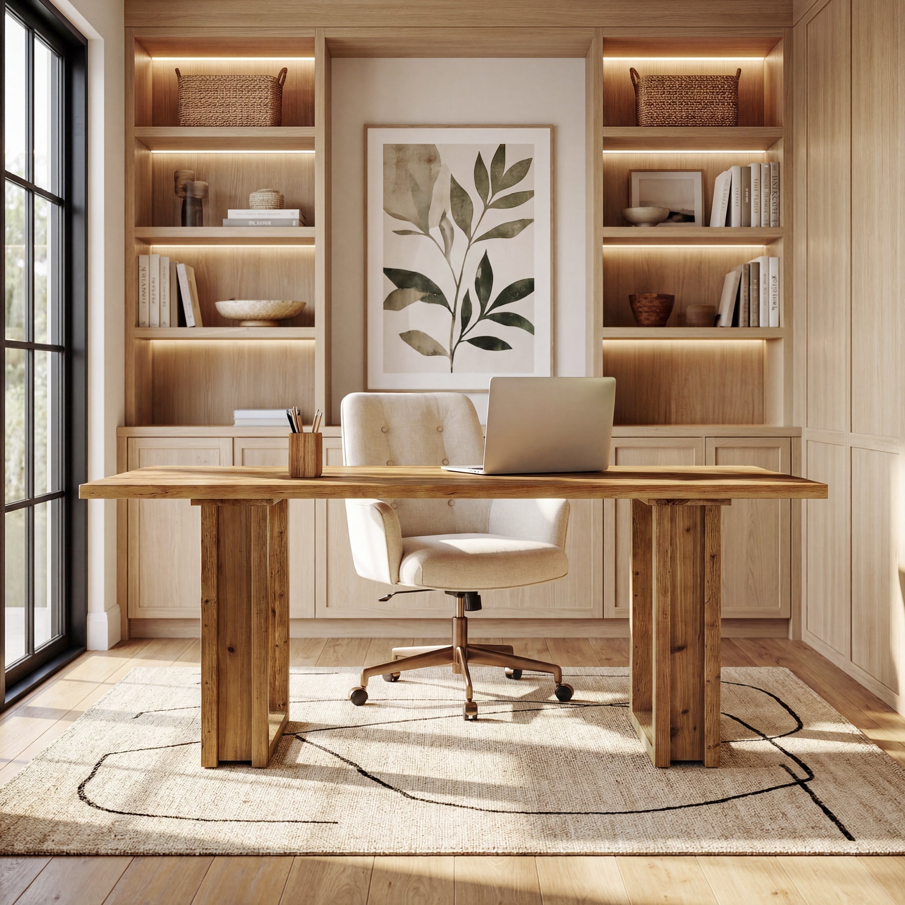 Tribesigns Bureau en Bois Massif de 160 cm, Grand Bureau à Domicile en Sapin