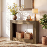 Tribesigns Console Rustique de 105 cm, Table de Canapé à 2 Niveaux avec Rangement 3