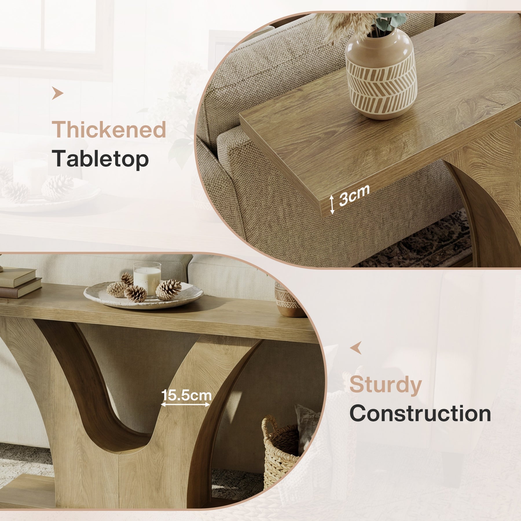 Tribesigns Smalle Console Tafel van 160 cm met V-vormige Basis, Moderne Gangtafel voor Hal en Woonkamer