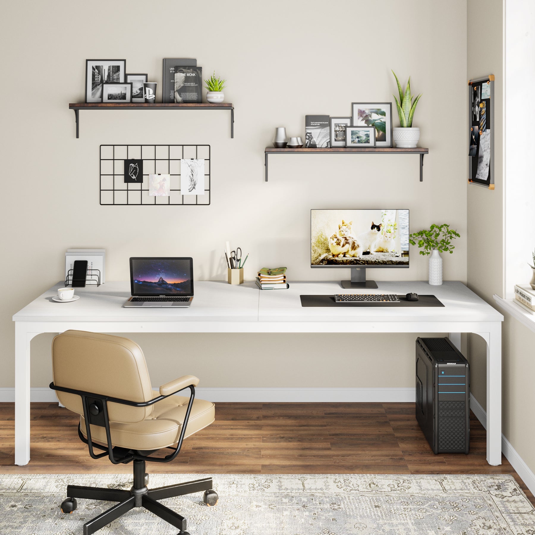 Tribesigns Bureau d'ordinateur, Bureau informatique Table longue pour deux