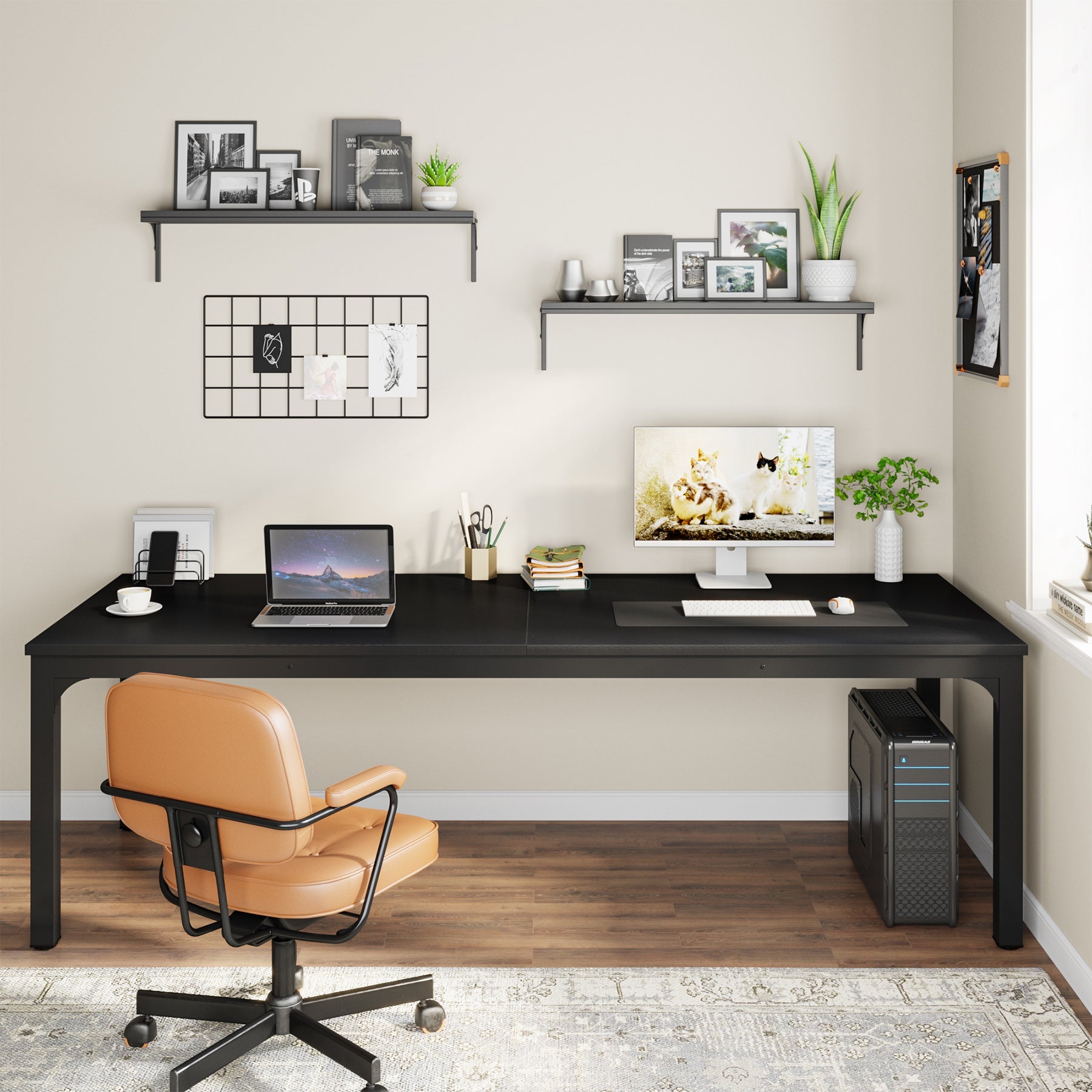Tribesigns Bureau d'ordinateur, Bureau informatique Table longue pour deux