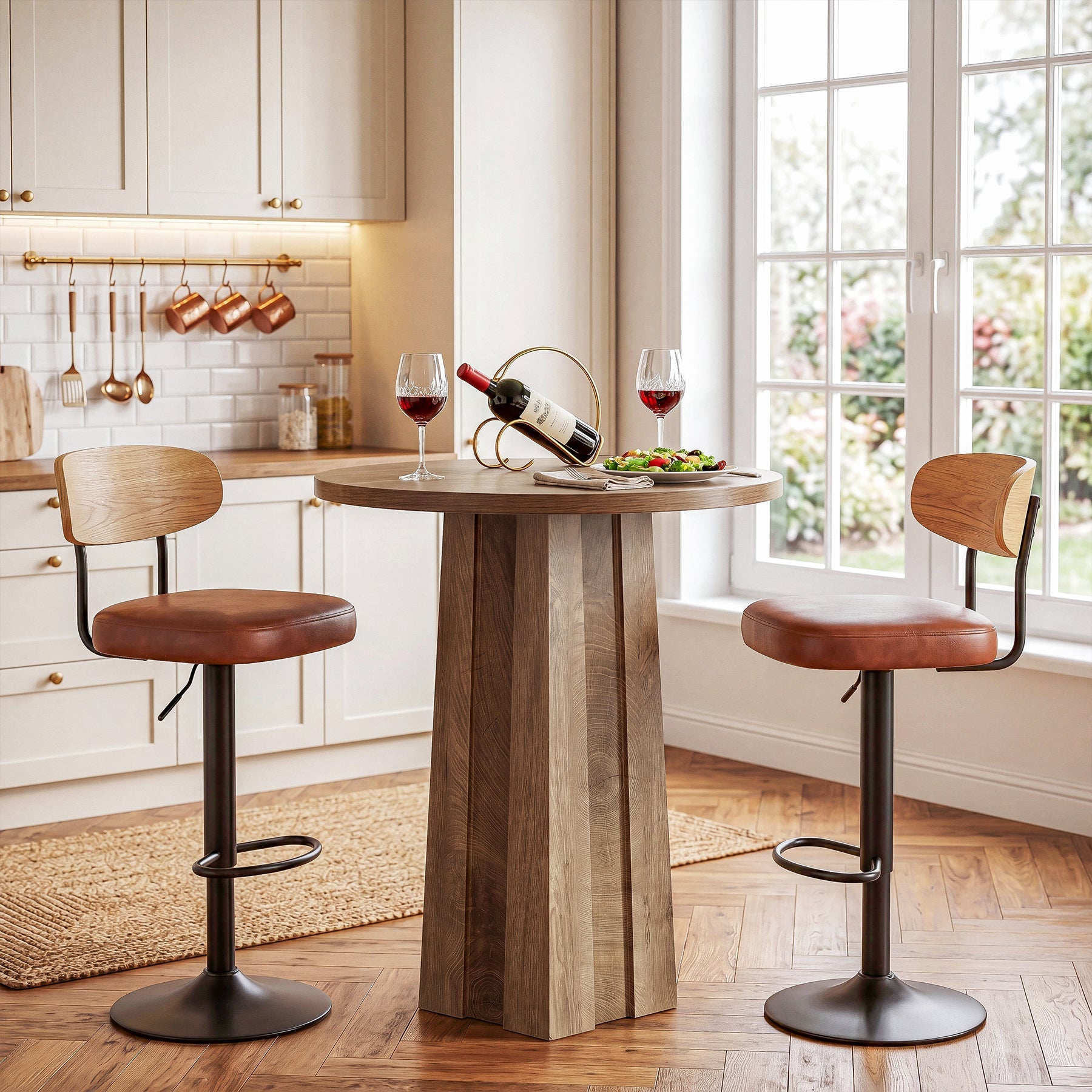 Tribesigns Table de Bar Ronde de 80 cm avec Pied Central Rainuré, Table de Bistrot Moderne