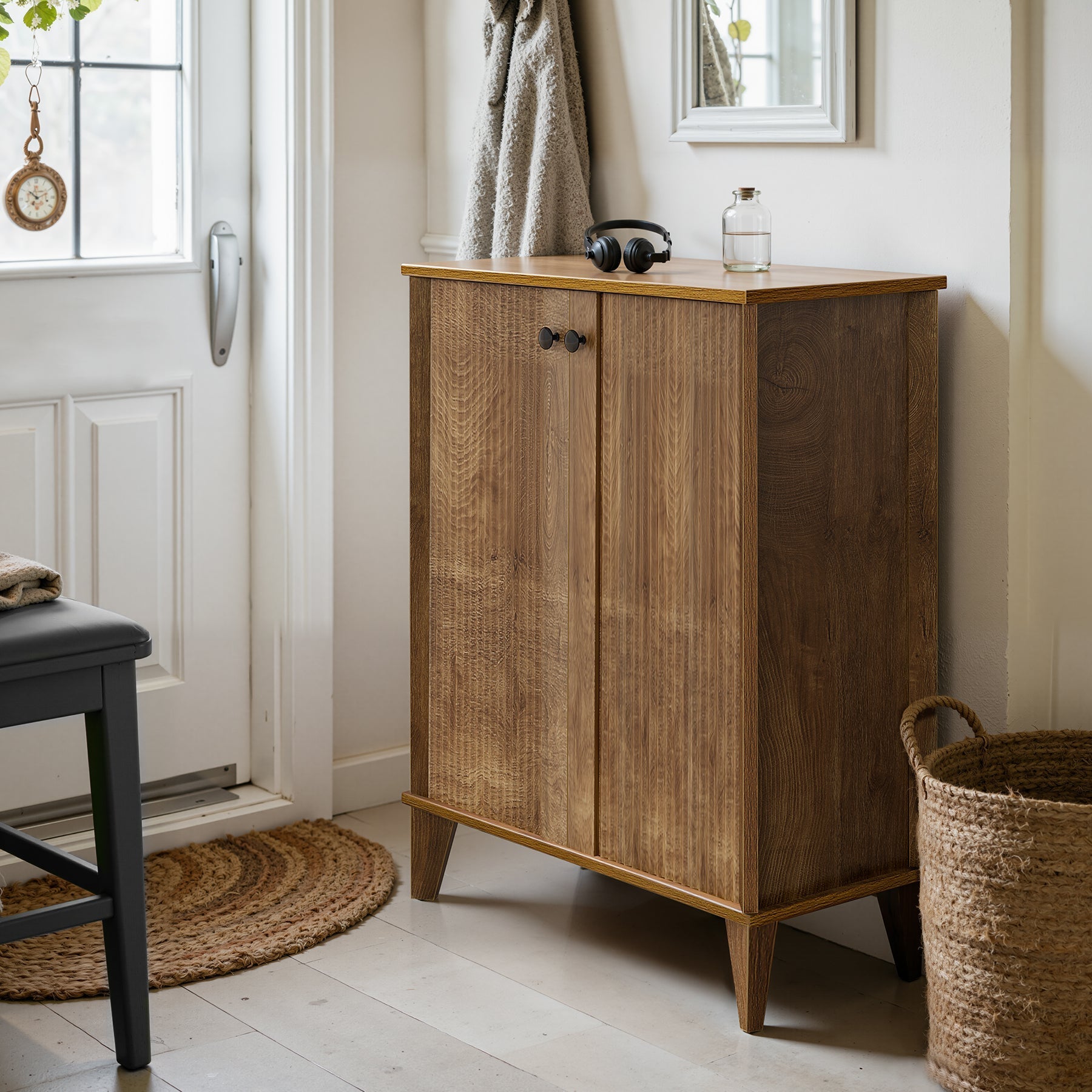 Tribesigns Meuble à chaussures 80 cm, Armoire à chaussures moderne à 5 niveaux avec portes et étagères réglables