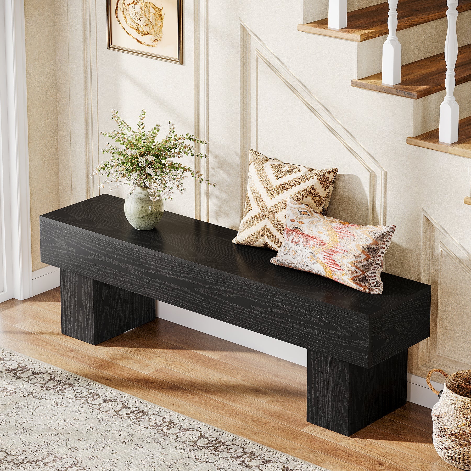 Tribesigns Banc de chambre extra long de 160 cm, Banc de ferme en bois pour chambre à coucher