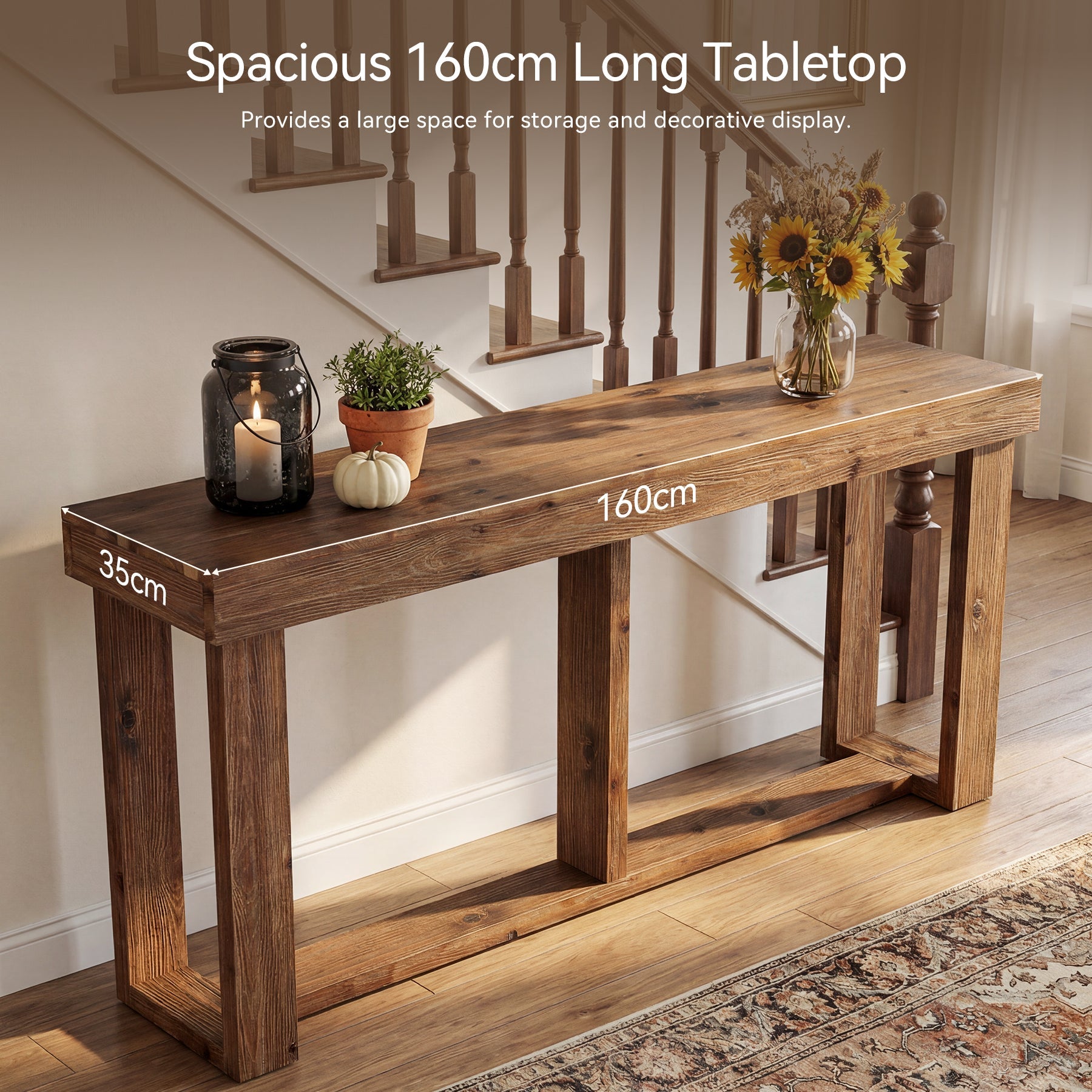 Tribesigns Console Étroite de 160 cm, Table de Salon Style Rustique pour Salon et Entrée