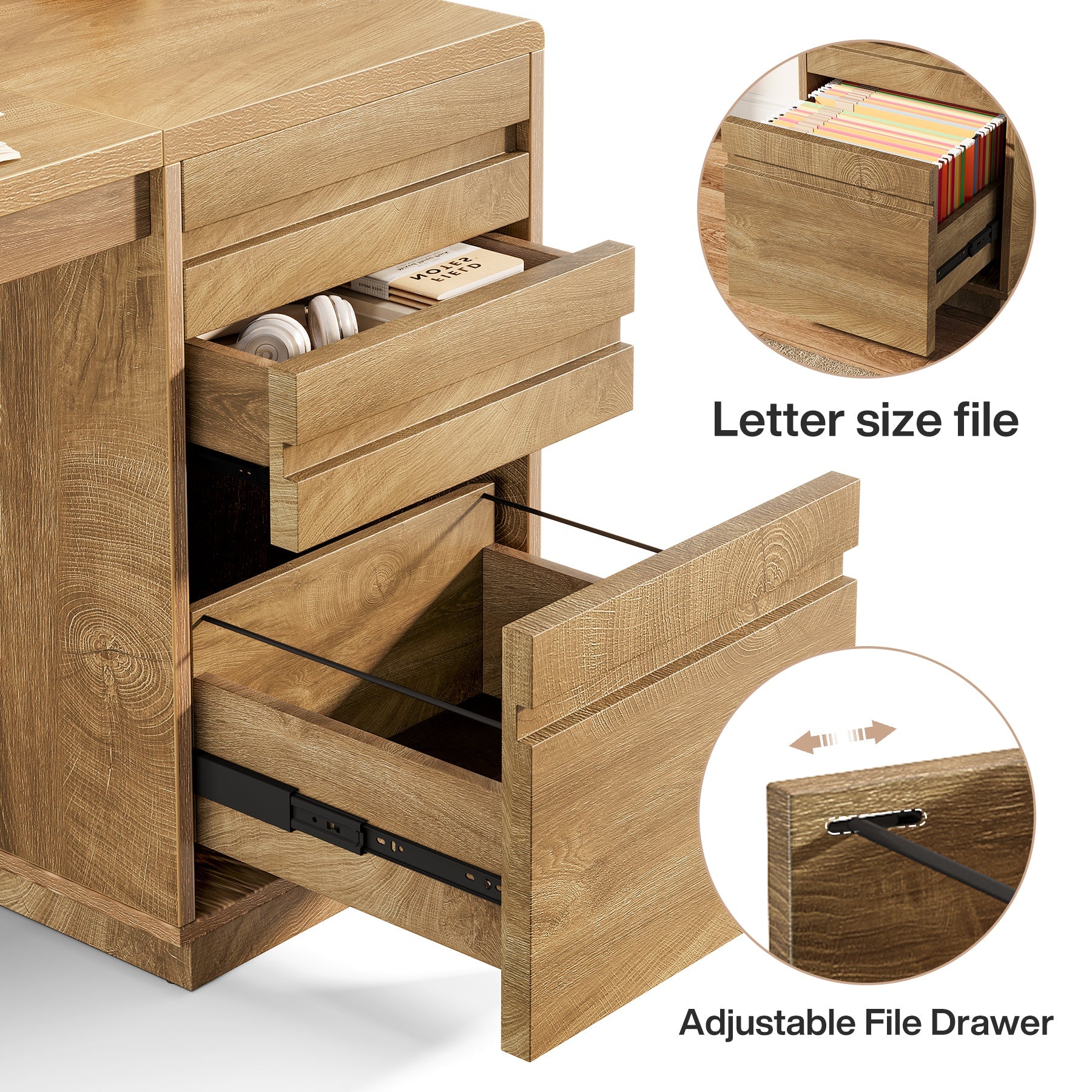 Tribesigns Bureau d’Ordinateur 140 cm, Bureau de Direction Style Rustique à 3 Tiroirs