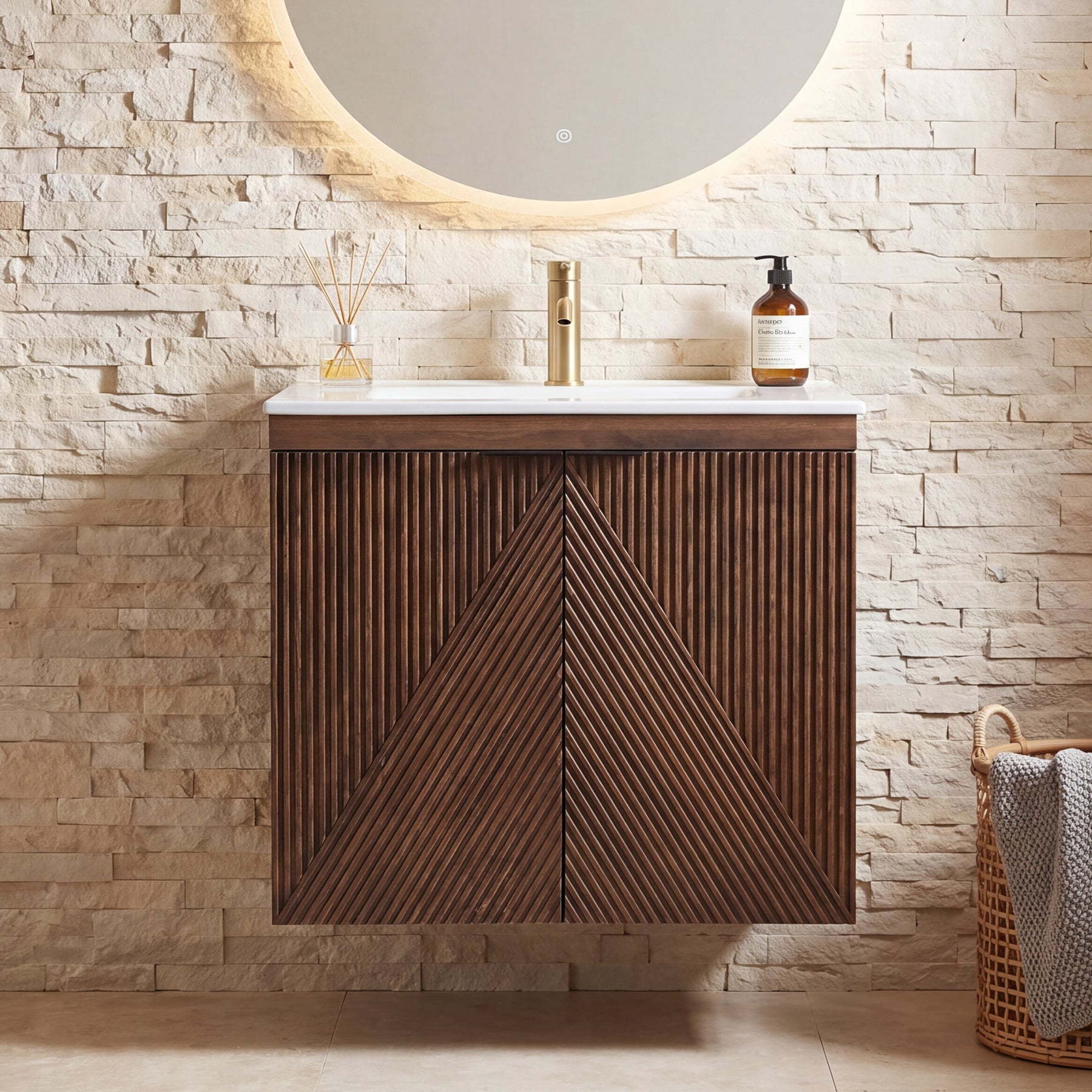 Tribesigns Meuble de Salle de Bain Suspendu 60 cm avec Vasque en Céramique