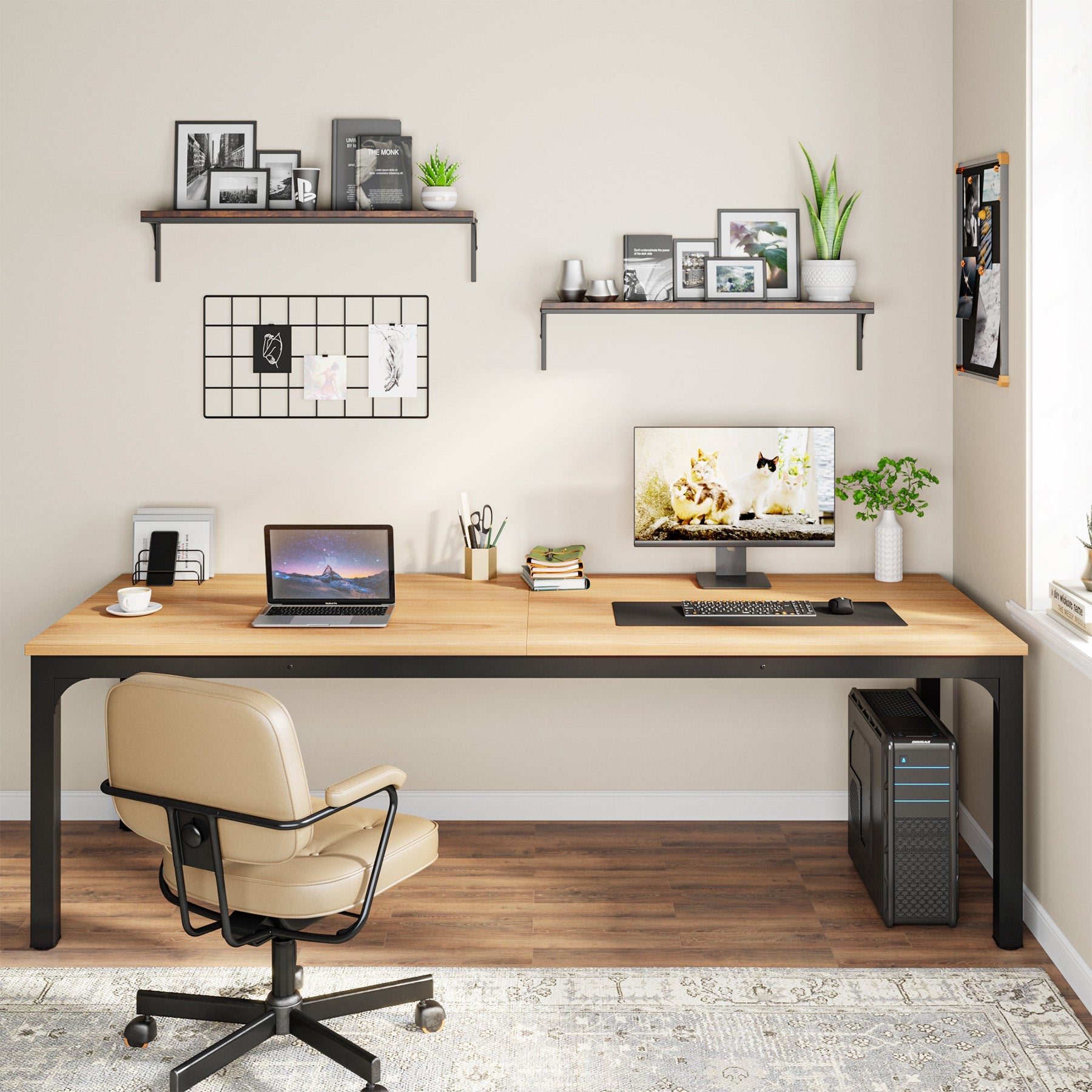 Tribesigns Bureau d'ordinateur, Bureau informatique Table longue pour deux