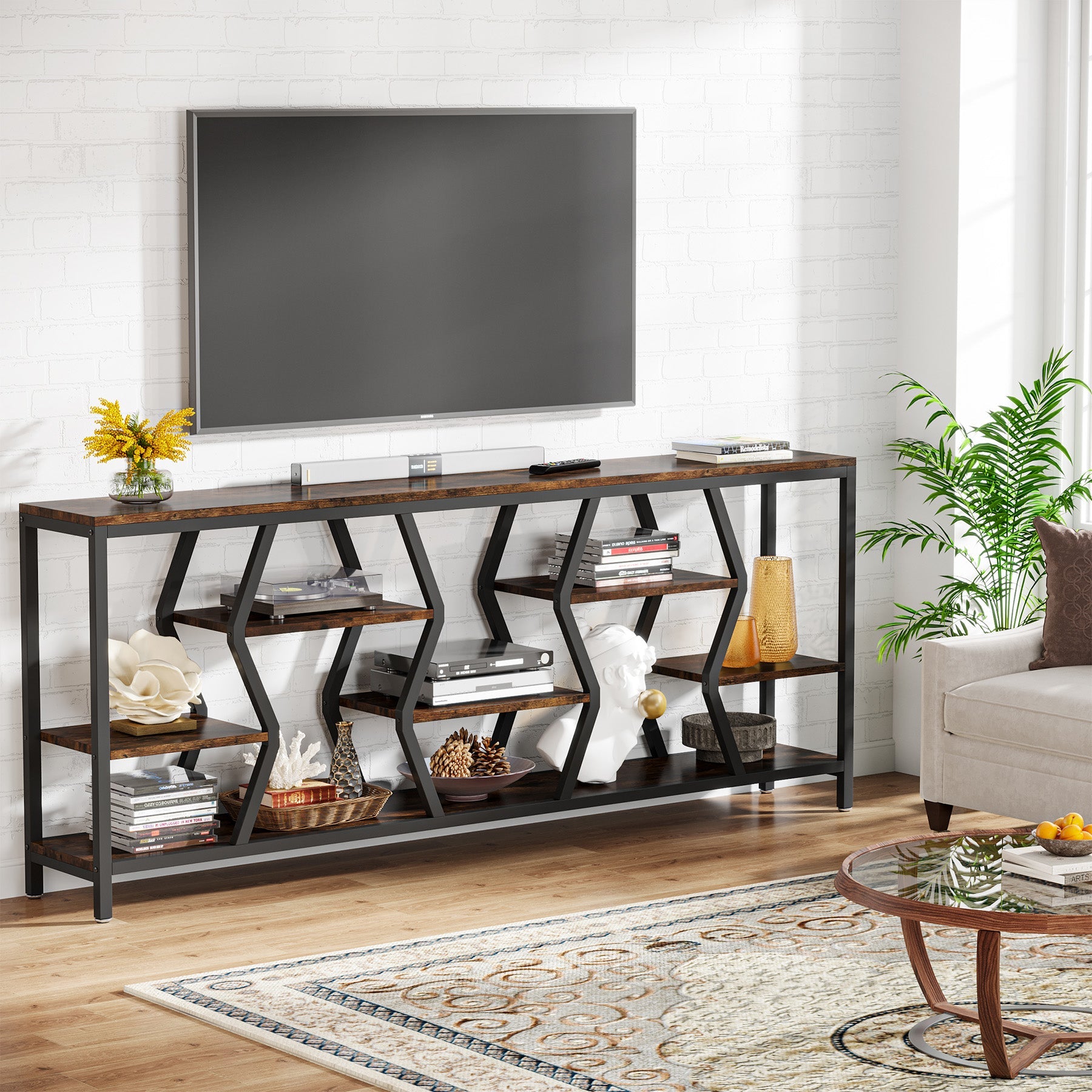 Tribesigns Console de 180 cm, Table de Canapé à 4 Niveaux pour Salon