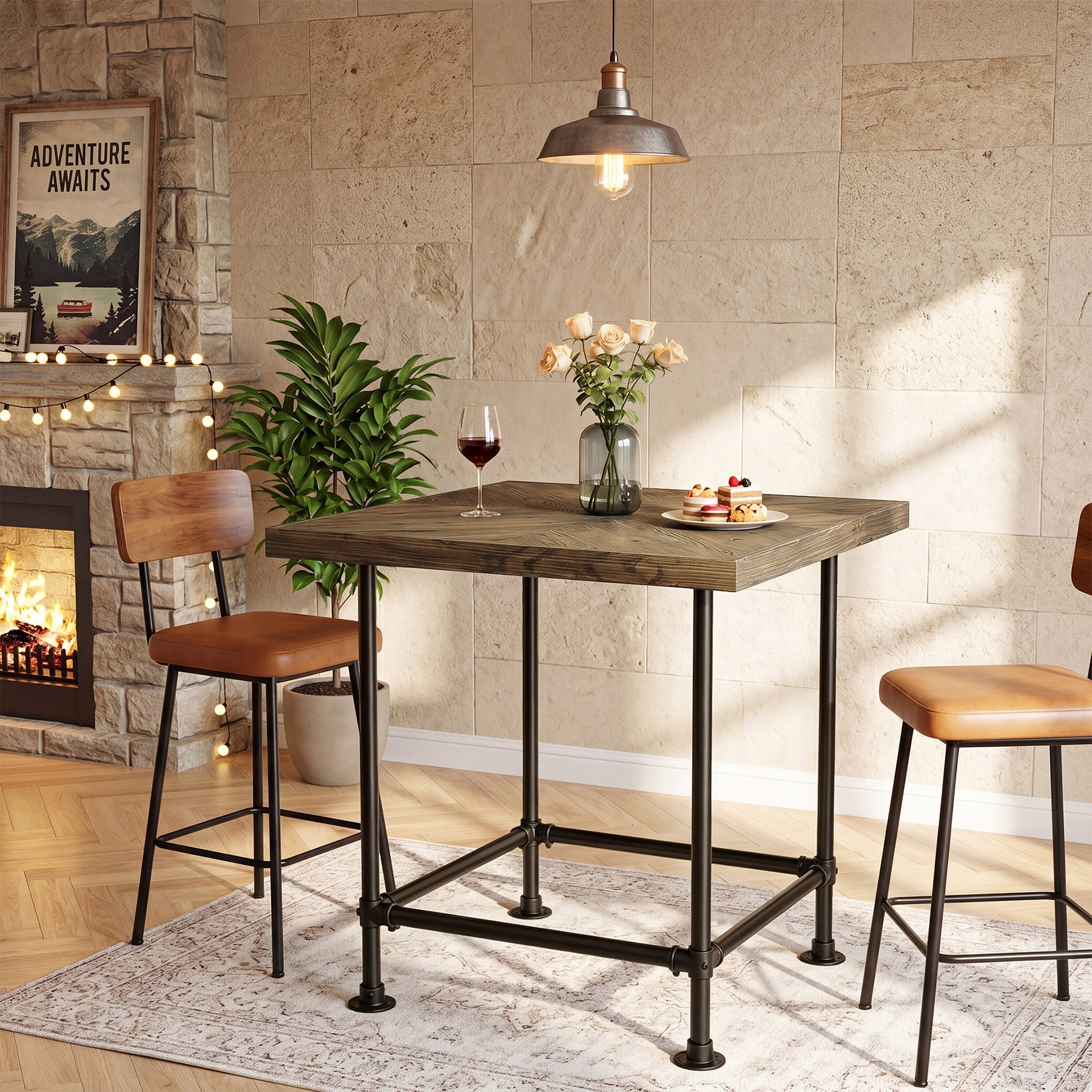 Tribesigns Table de bar carrée de 90 cm, table haute pour cocktails et café (table uniquement)