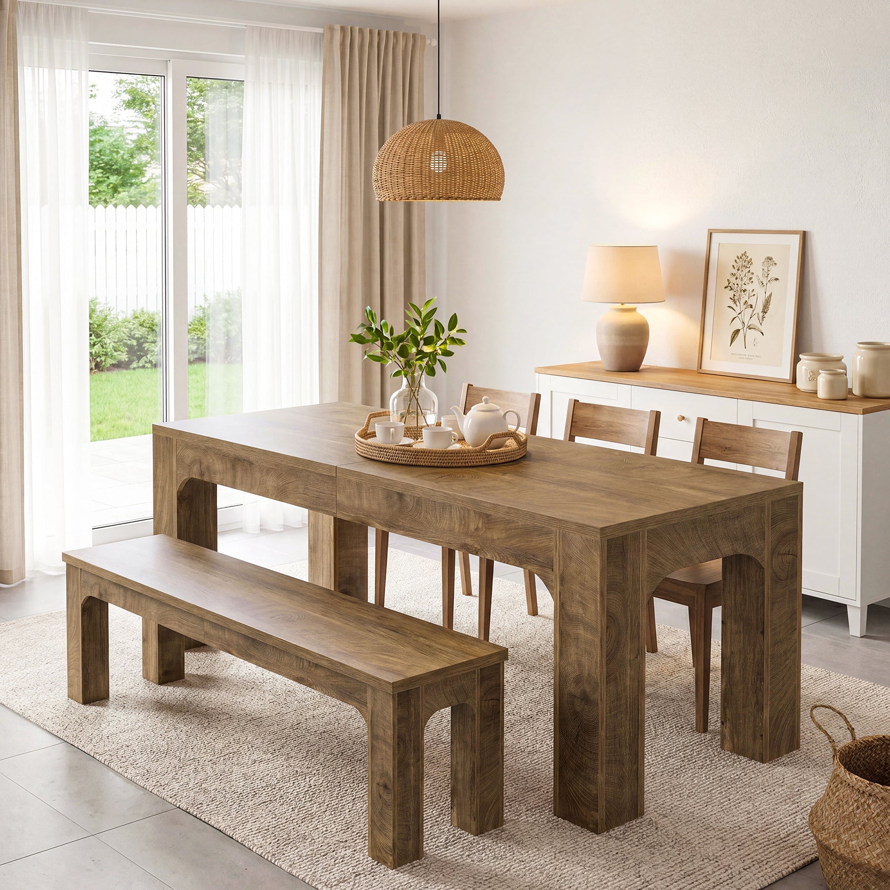 Tribesigns Table de salle à manger rectangulaire de 180 cm pour 4 à 6 personnes de style campagnard avec pieds robustes