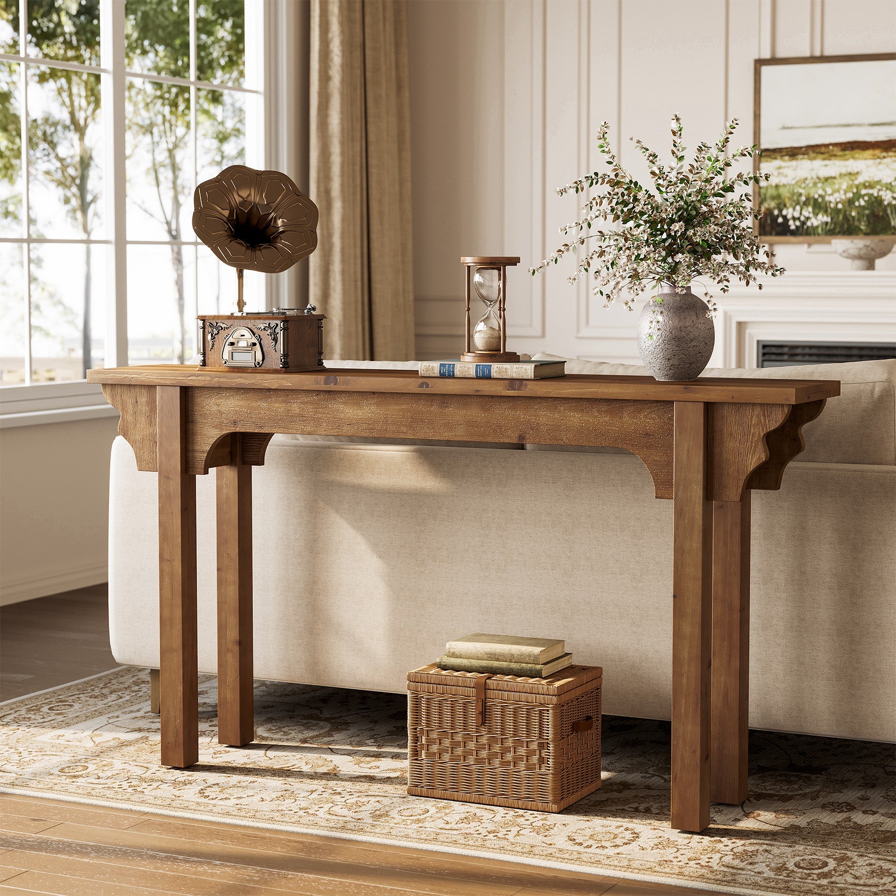 Tribesigns Console de 160 cm, Table d’Entrée en Bois Massif pour Salon