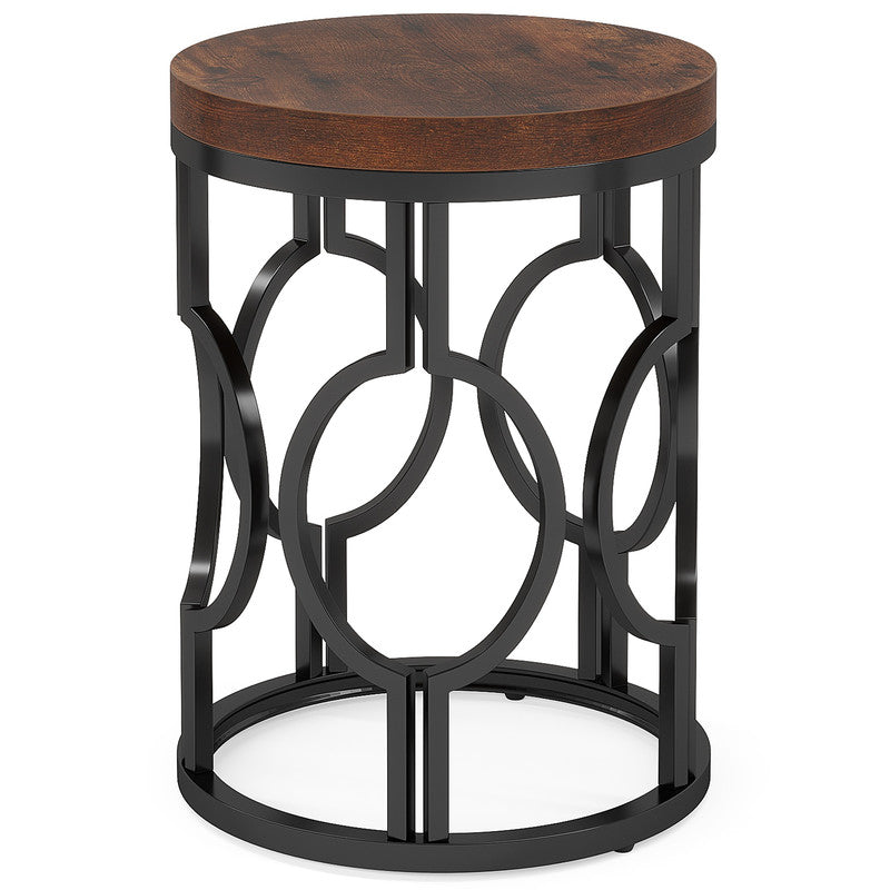 Tribesigns Table d'appoint industrielle de 45 cm avec structure en métal pour chambre à coucher, salon