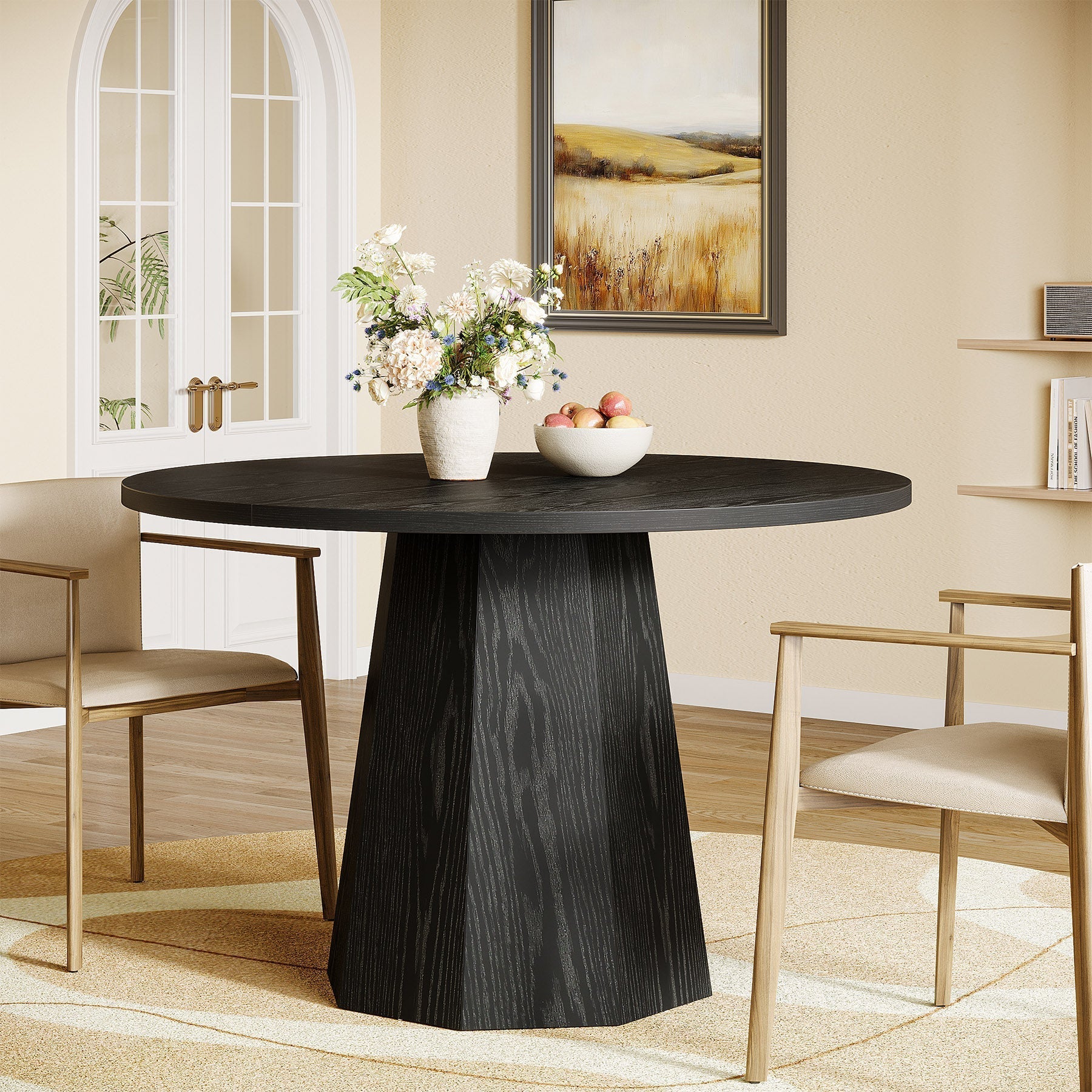 Tribesigns Table à manger ronde de 118 cm avec base robuste
