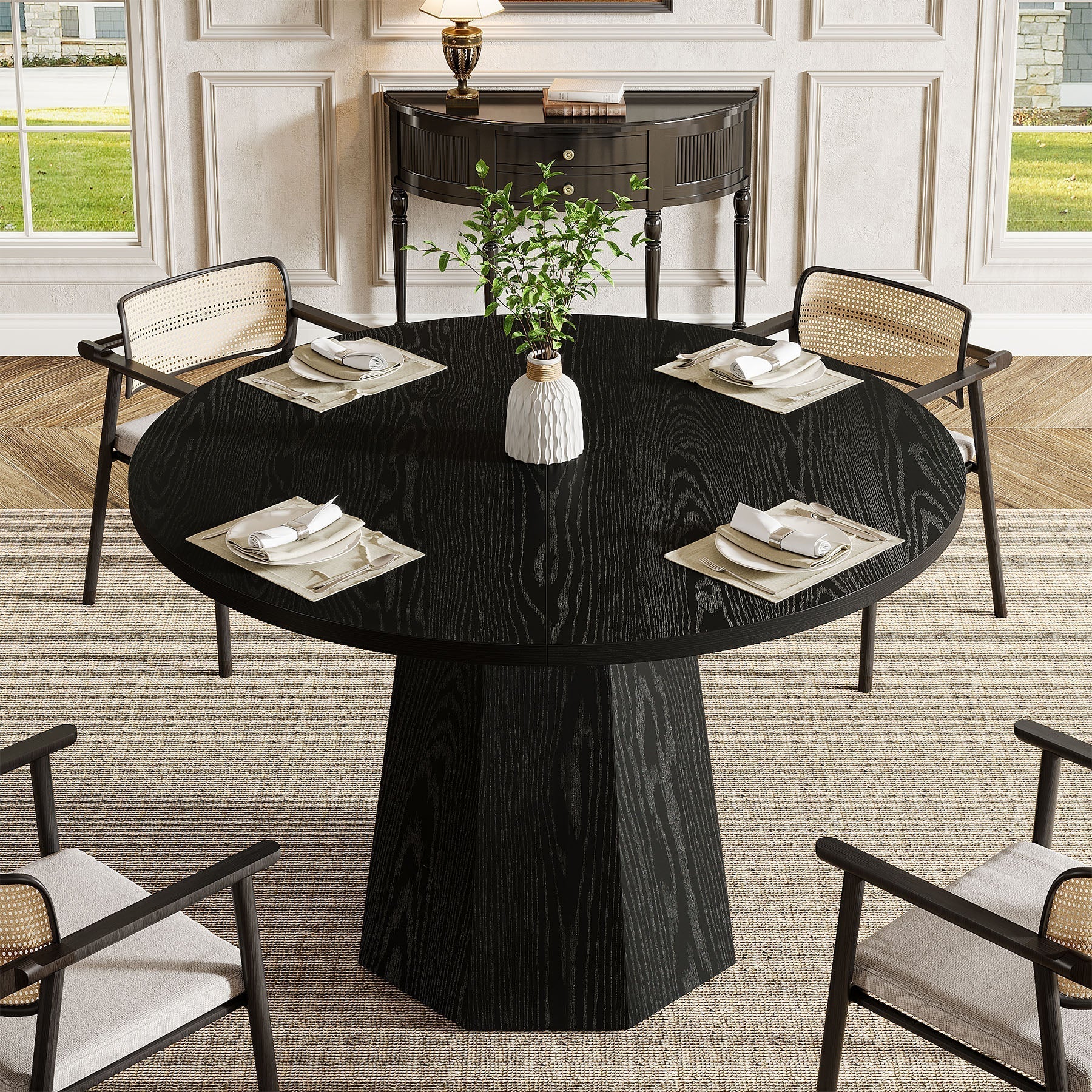 Tribesigns Table à manger ronde de 118 cm avec base robuste