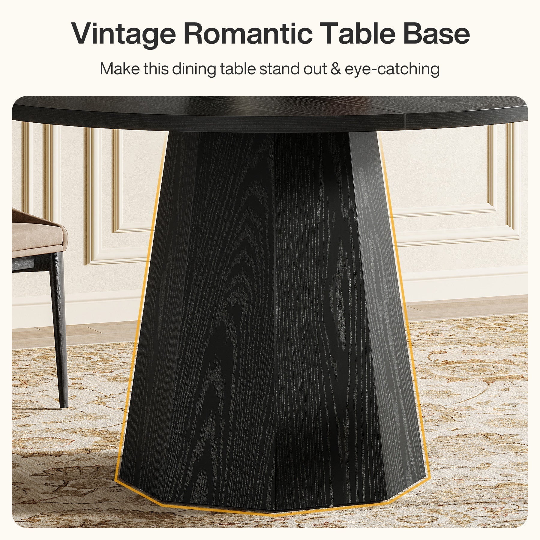 Tribesigns Table à manger ronde de 118 cm avec base robuste