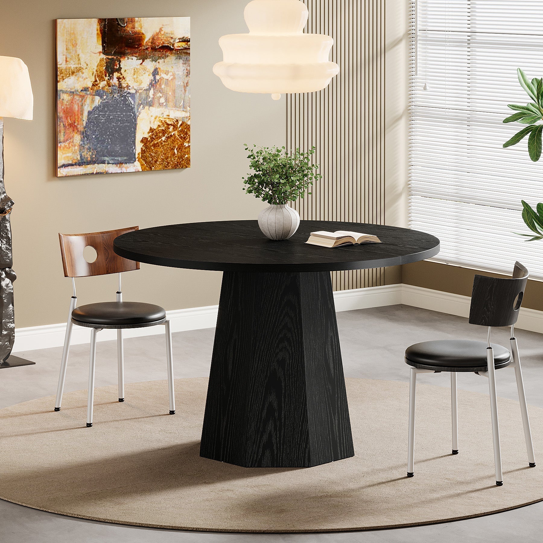 Tribesigns Table à manger ronde de 118 cm avec base robuste