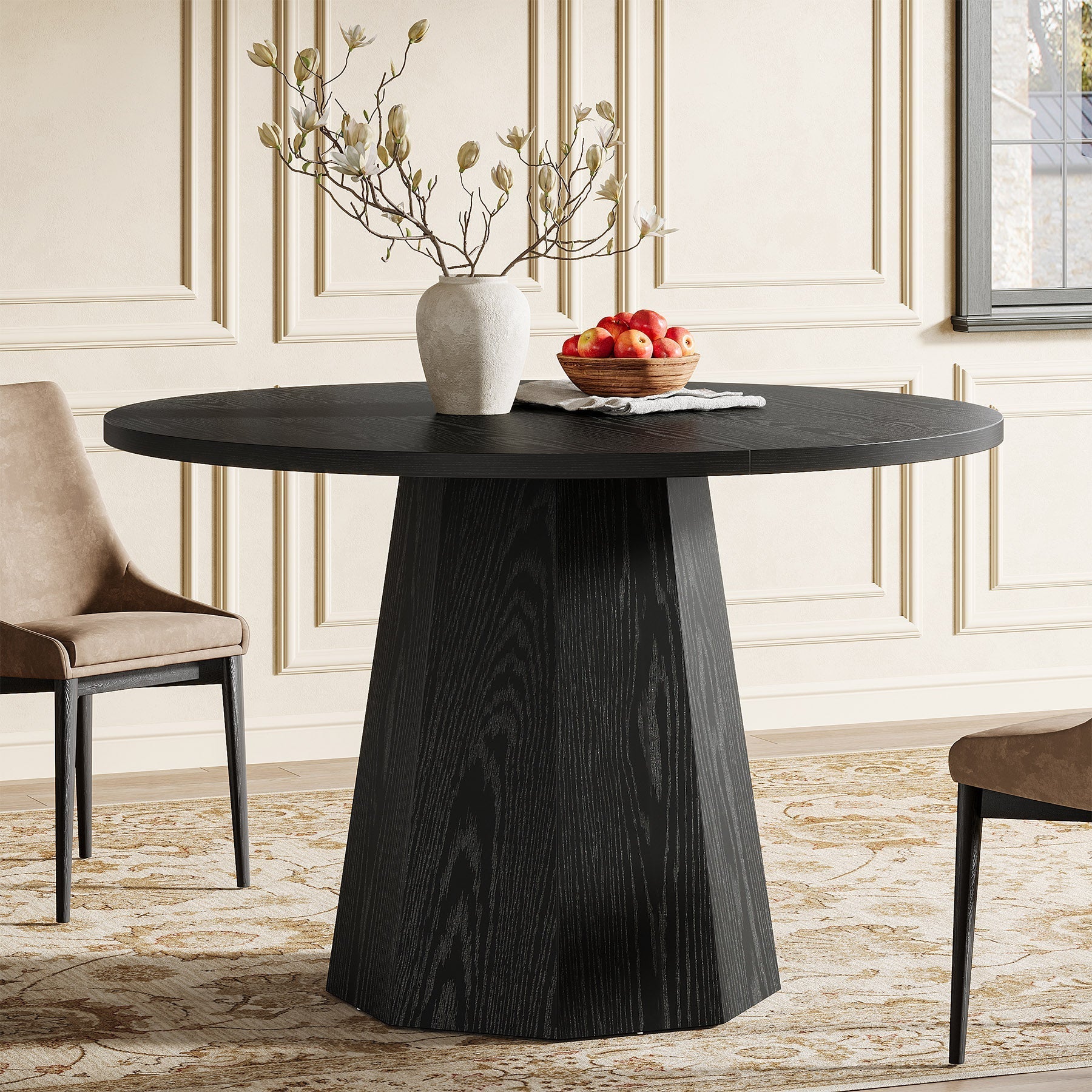 Tribesigns Table à manger ronde de 118 cm avec base robuste