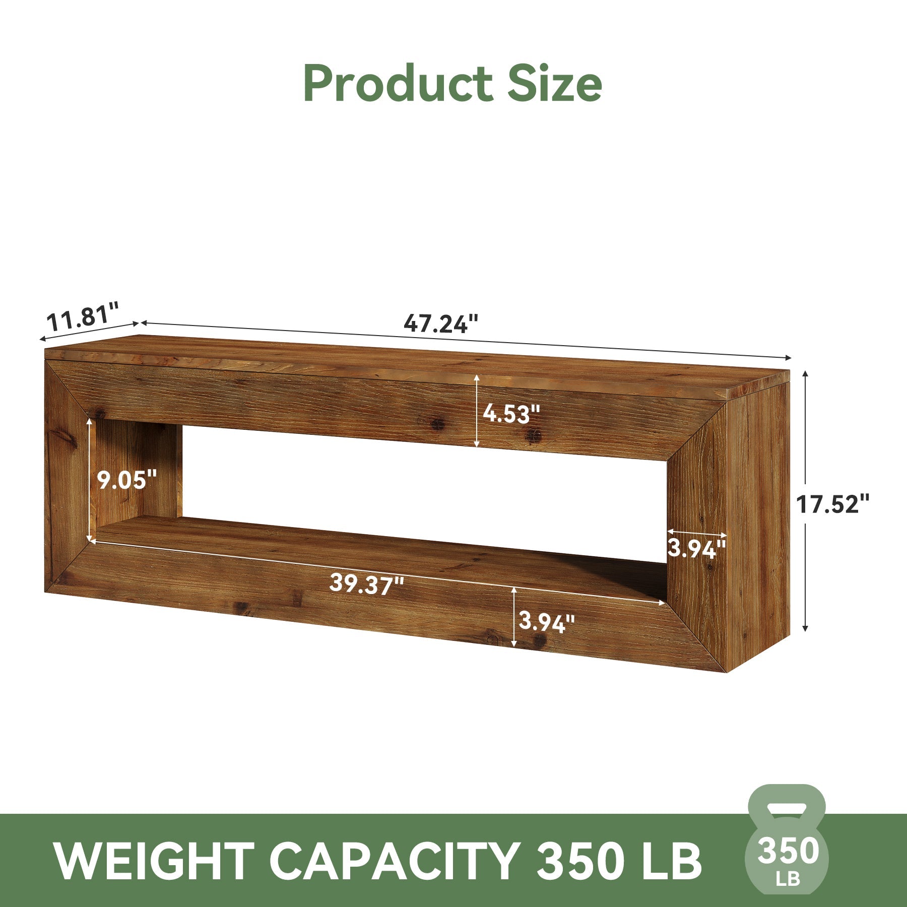 Tribesigns Banc d’Entrée en Bois Massif de 120 cm avec Étagère de Rangement, Style Rustique