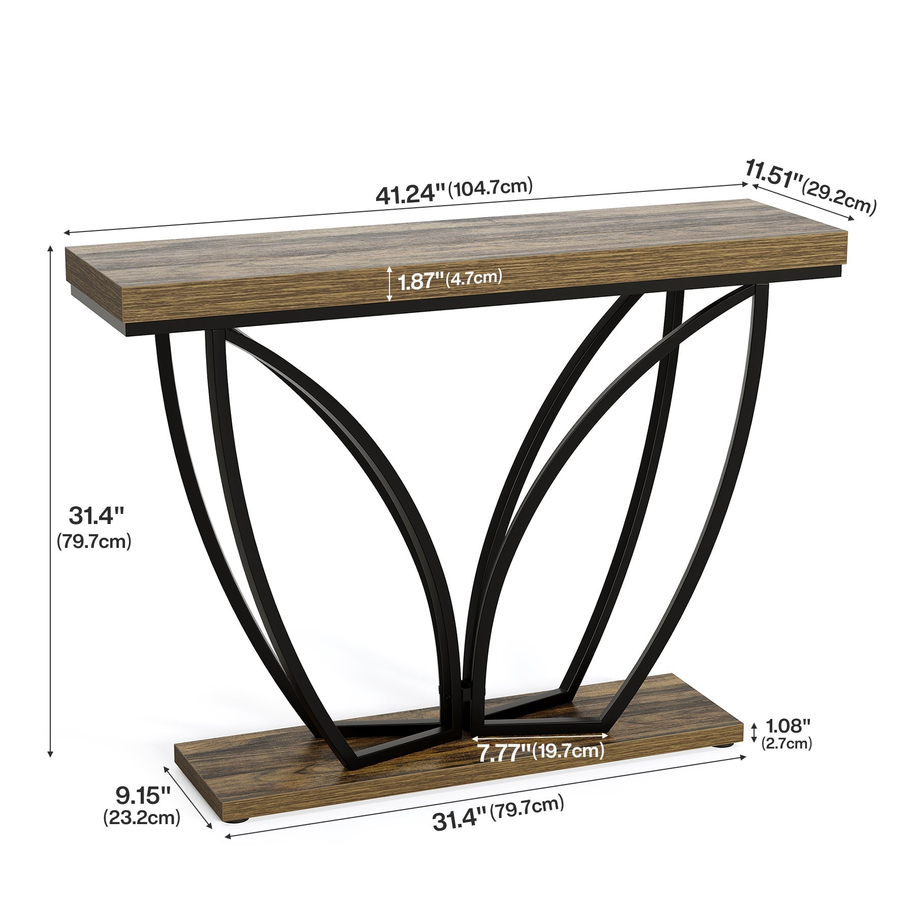 Tribesigns Console industrielle étroite de 105 cm, Couleur marron rustique