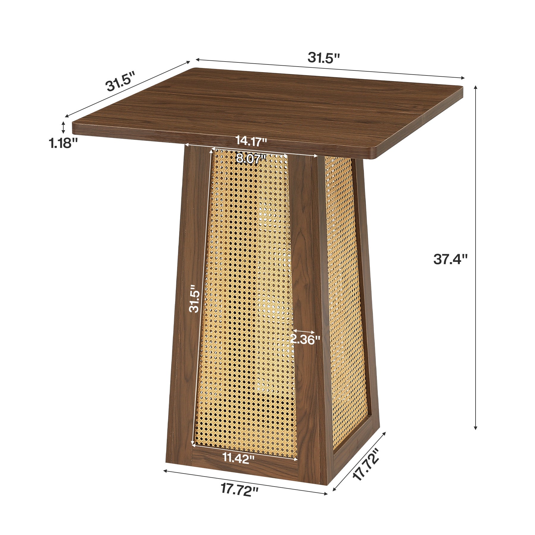 Tribesigns Table de Bistrot Carrée 80 x 80 cm, Table à Manger avec Pied Central, Idéale pour Bar à Domicile