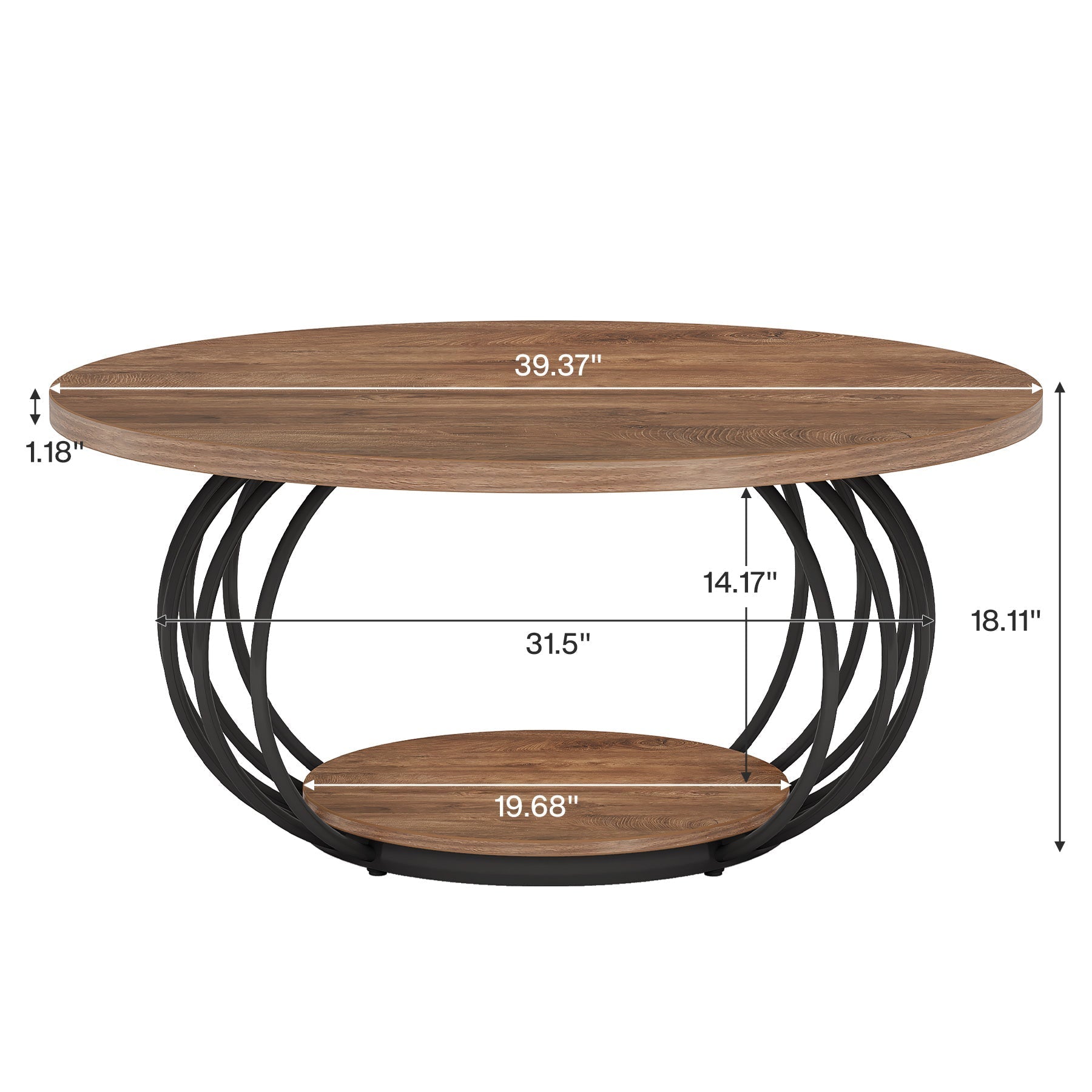 Tribesigns Table basse 100 cm, Table de cocktail centrale à 2 niveaux