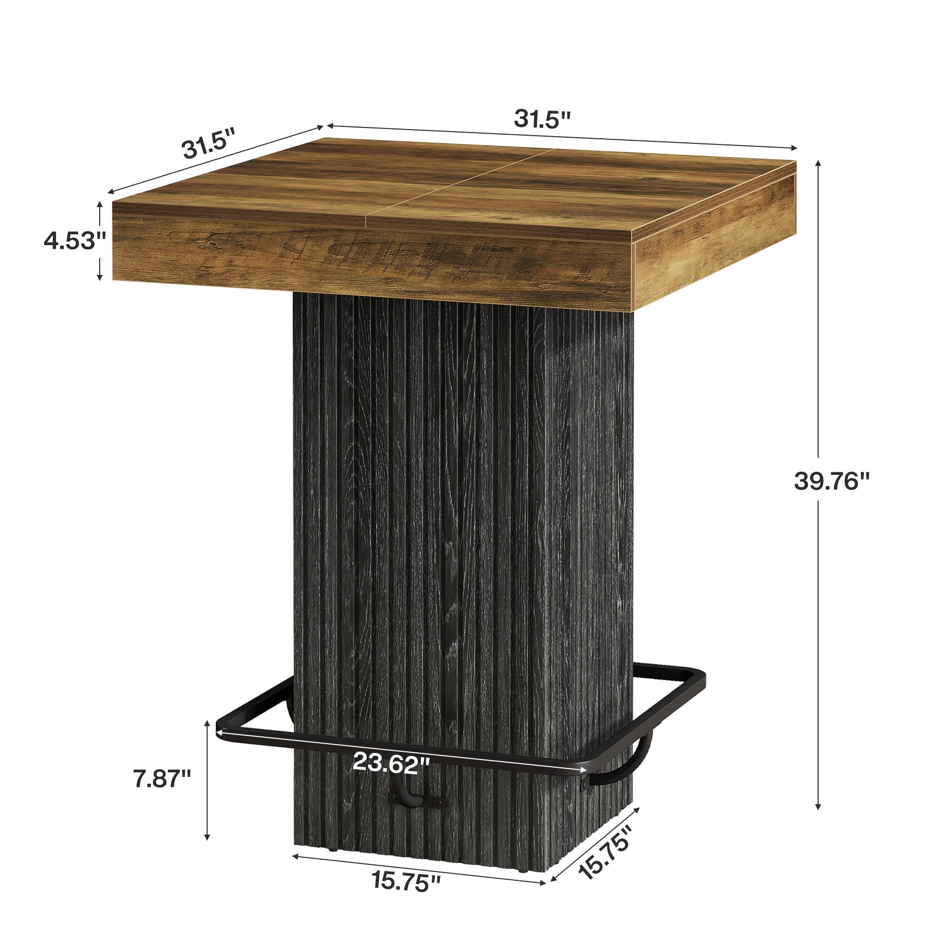 Tribesigns Table de Bar Carrée de 80 cm, Table de Pub Style Industriel pour Cuisine