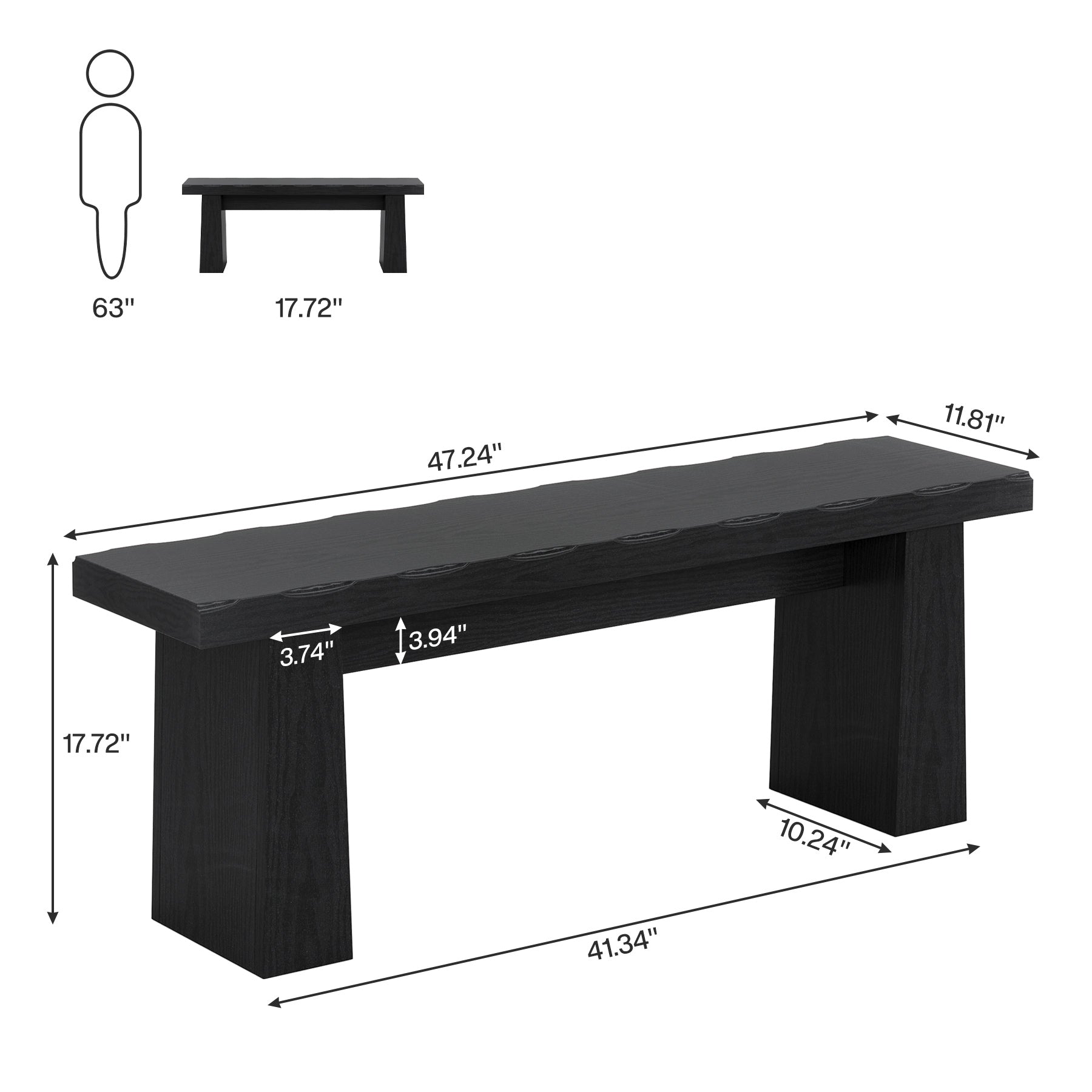 Tribesigns Banc de 120 cm, Banc Moderne en Bois, Banc de Salle à Manger Polyvalent au Design Minimaliste