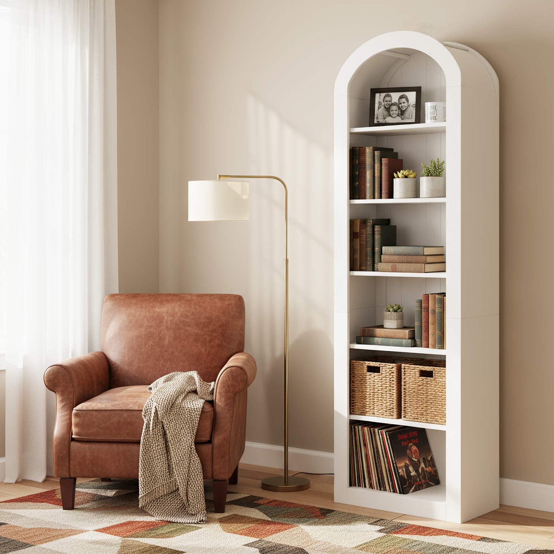 Tribesigns Bibliothèque Haute Arquée 190 cm, Étagère Autoportante Étroite à 6 Niveaux