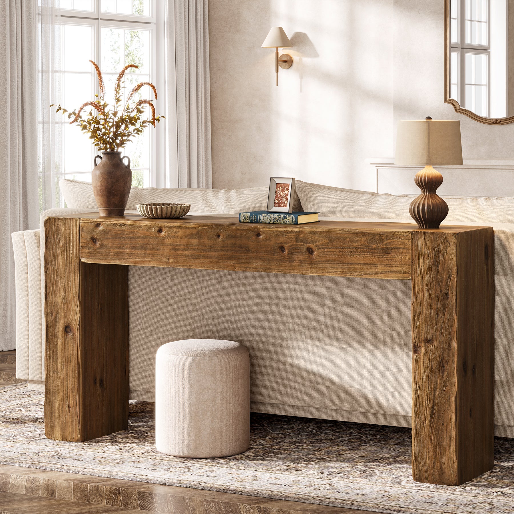 Tribesigns Console en bois de 160 cm, table de canapé rustique pour entrée