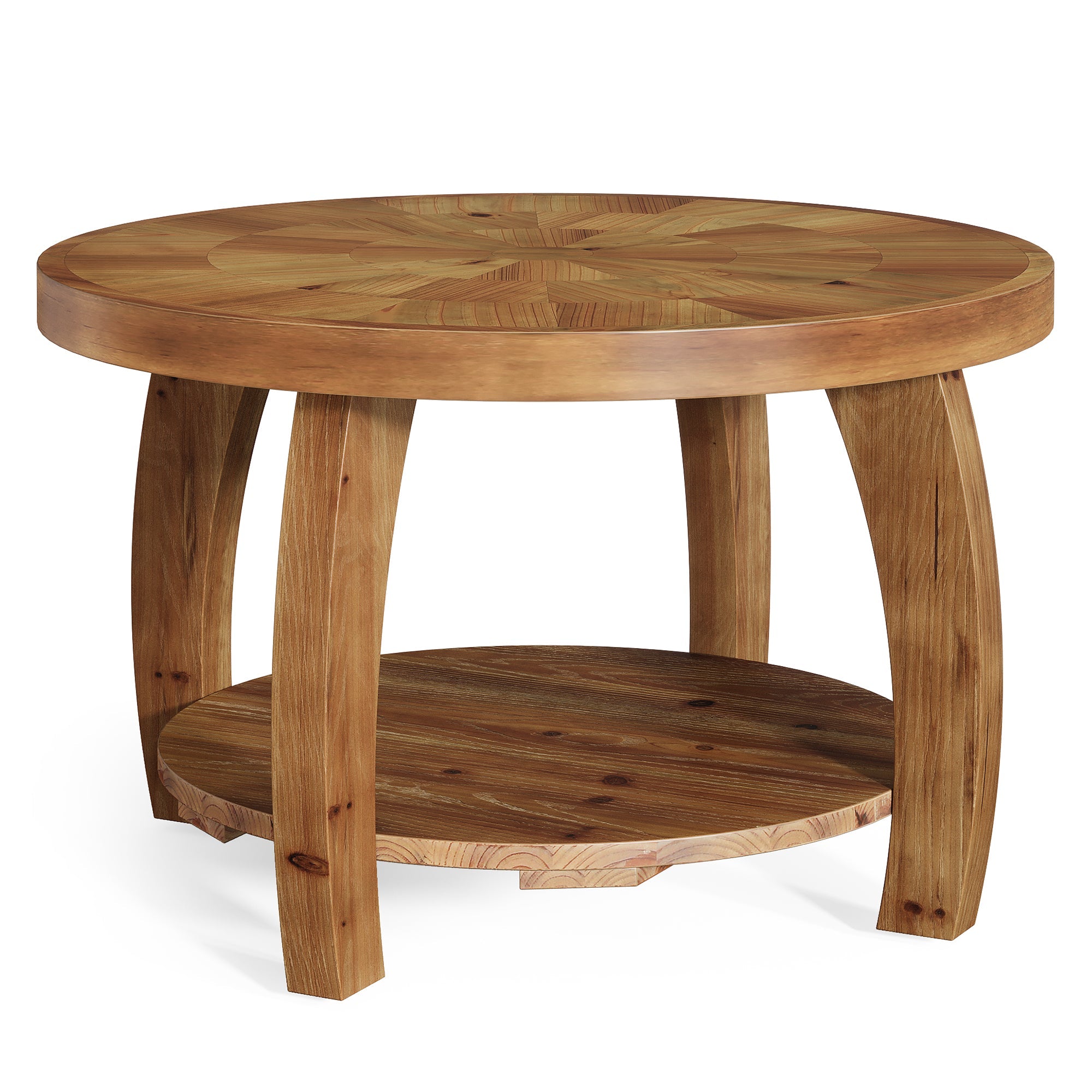 Tribesigns Table Basse Ronde en Bois Massif de 80 cm, Table à Deux Niveaux