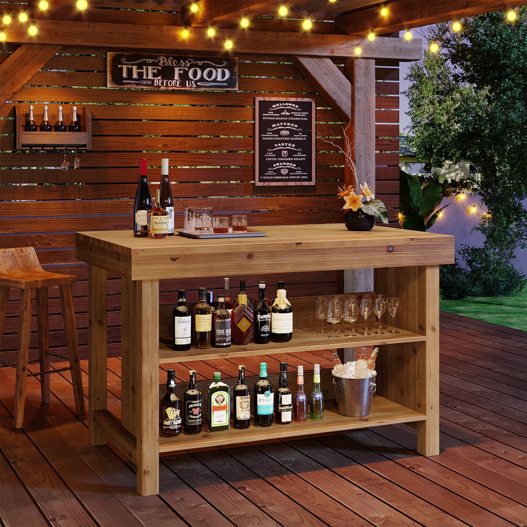 Tribesigns Table de Bar 140 cm, Table à Manger Rectangulaire à 3 Niveaux
