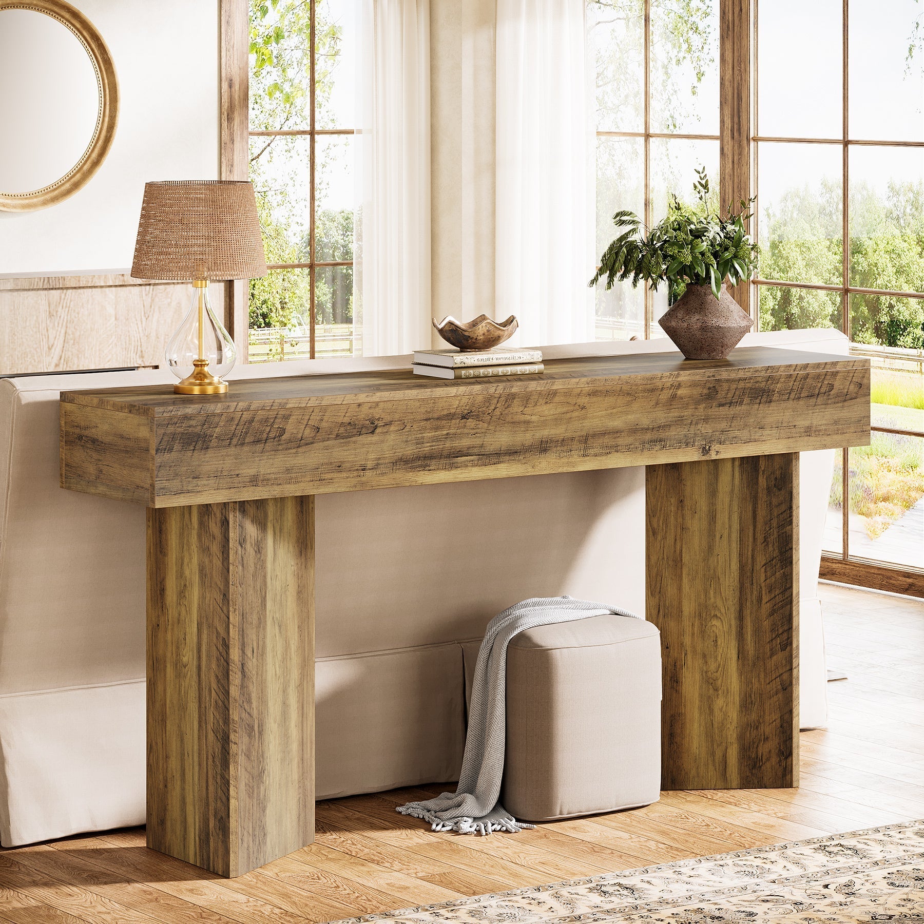 Tribesigns Console longue de 160 cm, Table d'appoint étroite derrière le canapé