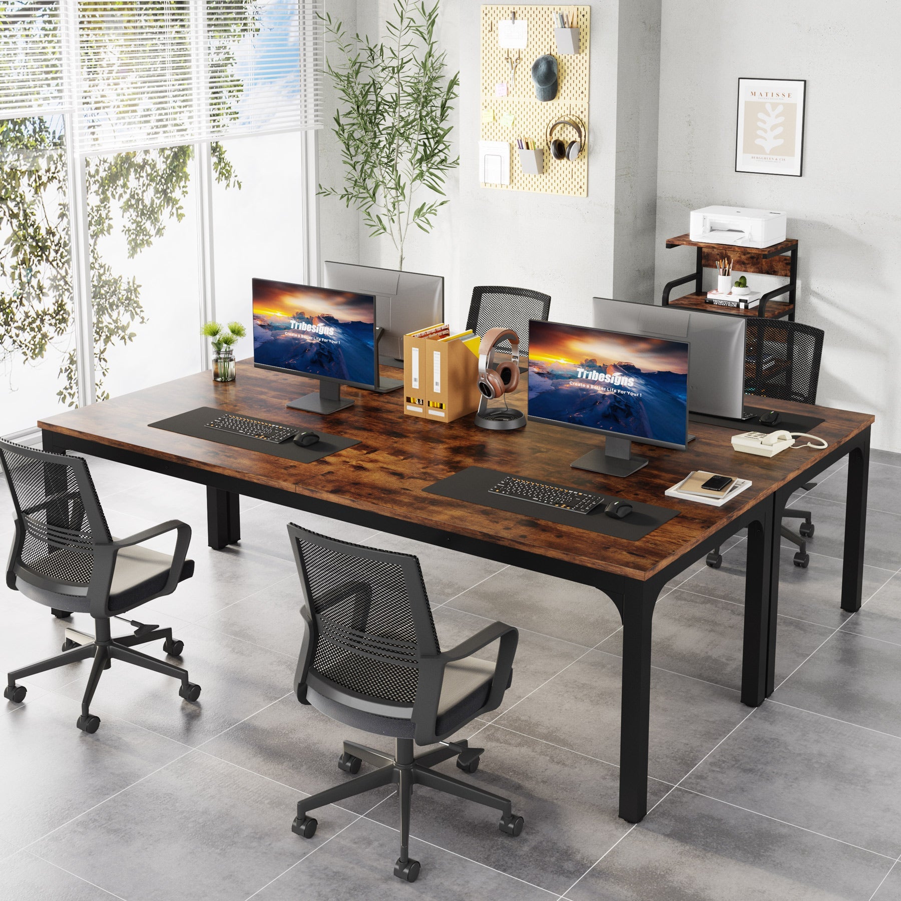 Tribesigns Bureau d'ordinateur, Bureau informatique Table longue pour deux