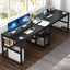 Tribesigns Bureau avec Rangement, 200 cm Bureau d'Ordinateur Double pour Deux Personnes, Bureau d'écriture Rustique avec étagère
