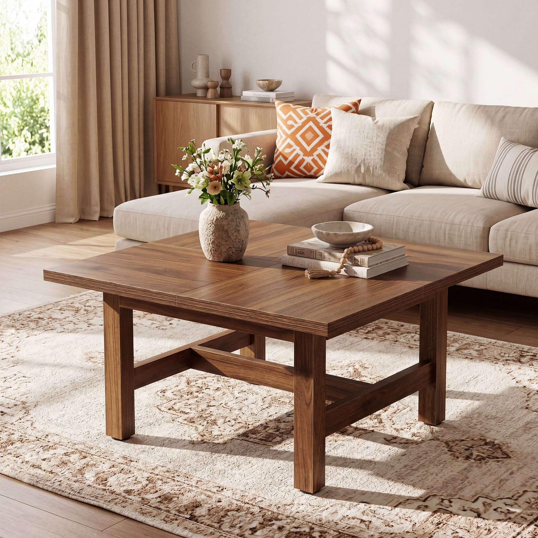 Tribesigns Table Basse Carrée 79 cm avec Pieds Robustes et Grand Plateau