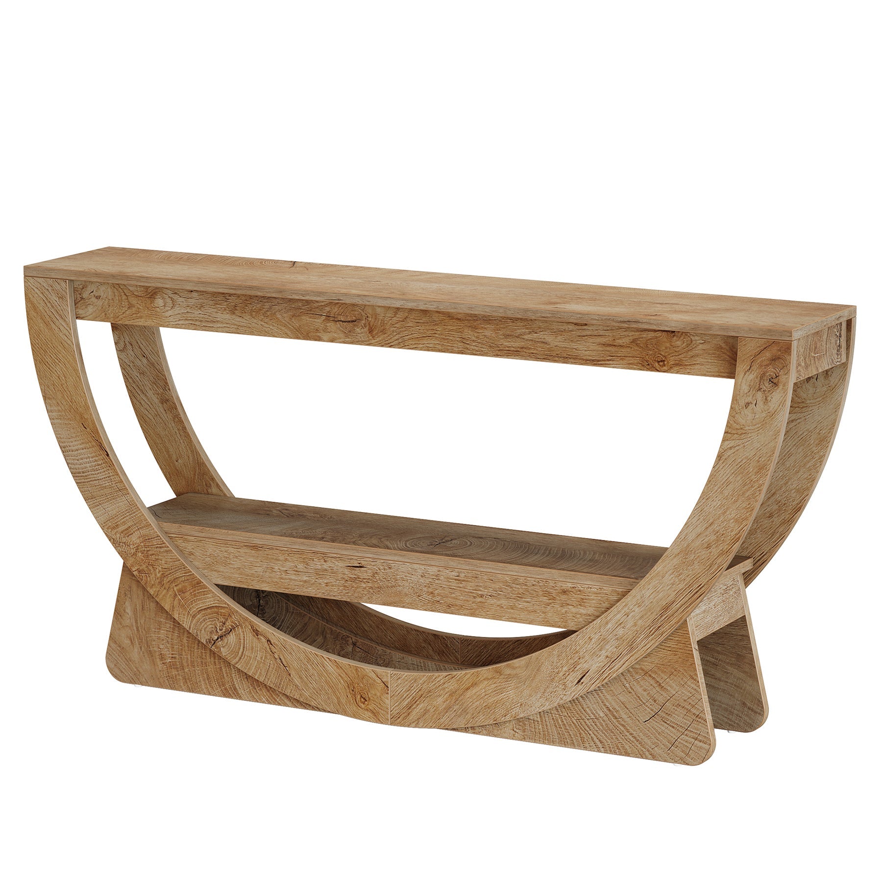 Tribesigns Consoletafel 160 cm, Industriële Haltafel met Twee Lades en Opbergplanken