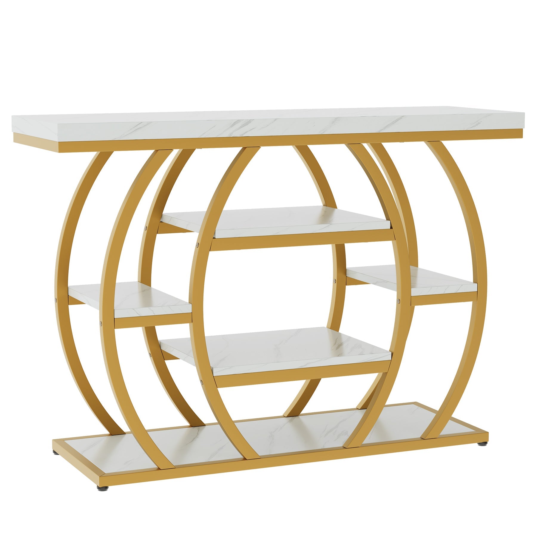 Tribesigns Console 105 cm, Table d’Entrée Étroite à 5 Niveaux avec Plateau Effet Marbre
