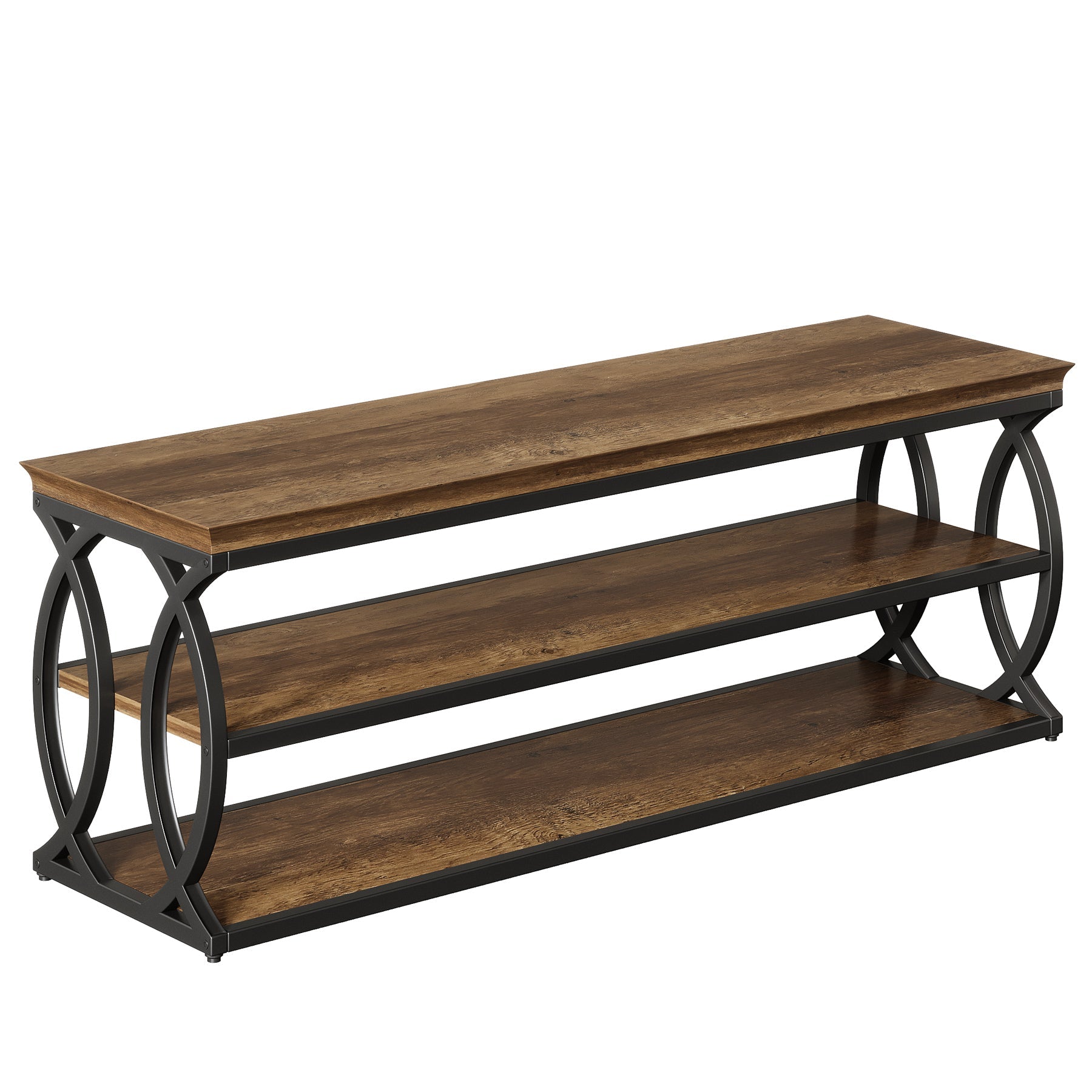 Tribesigns Banc à Chaussures de 120 cm avec Rangement, Meuble à Chaussures à 3 Niveaux avec Assise, Style Industriel Rustique