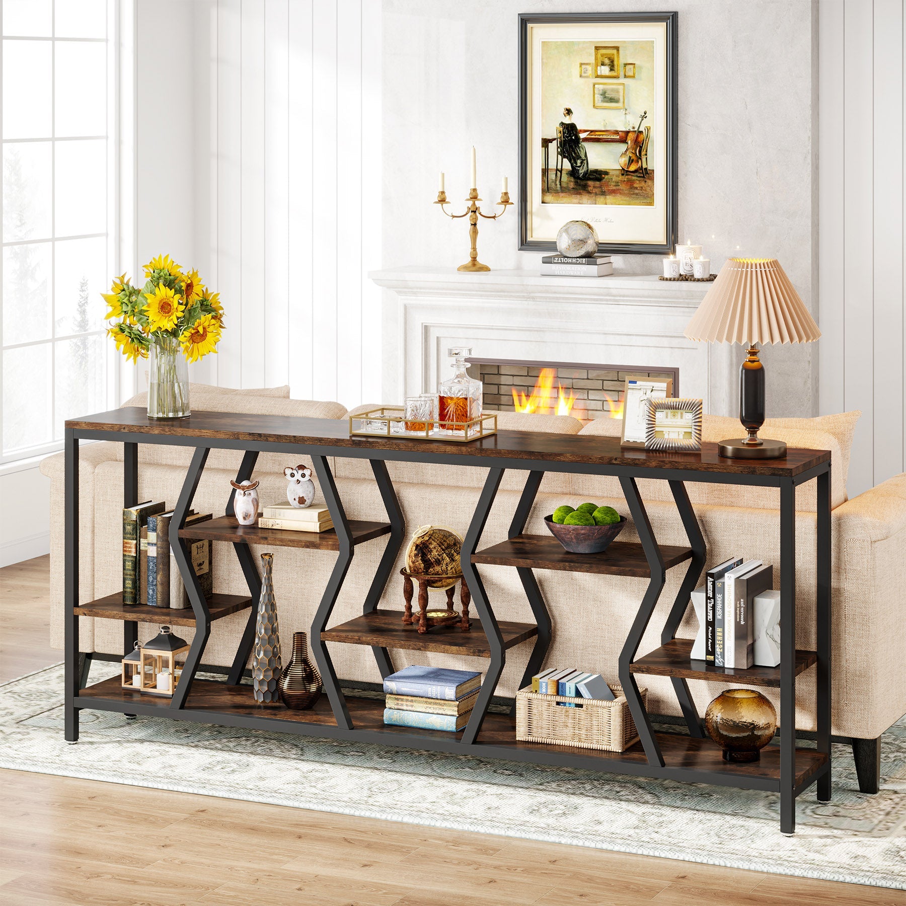 Tribesigns Console de 180 cm, Table de Canapé à 4 Niveaux pour Salon