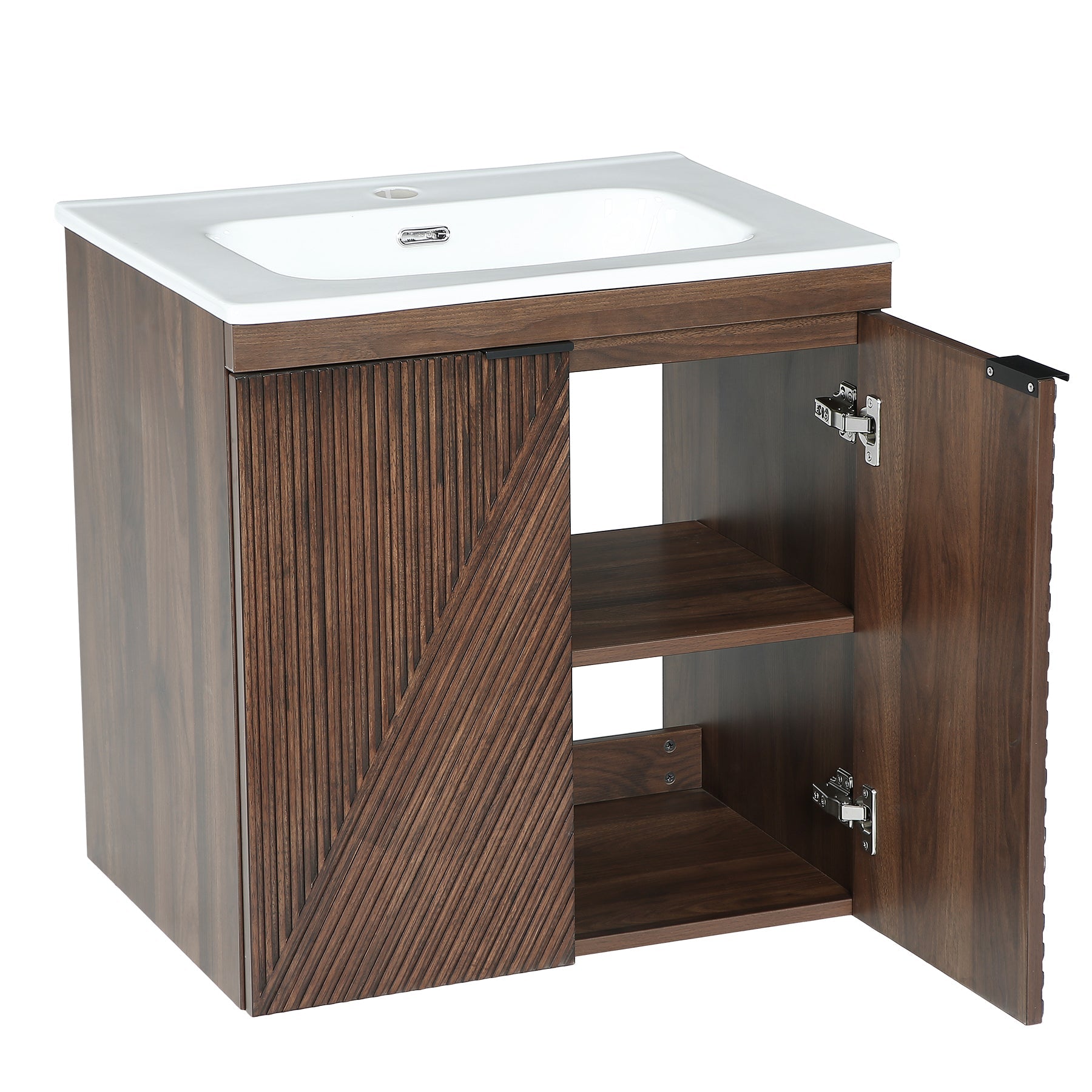Tribesigns Meuble de Salle de Bain Suspendu 60 cm avec Vasque en Céramique