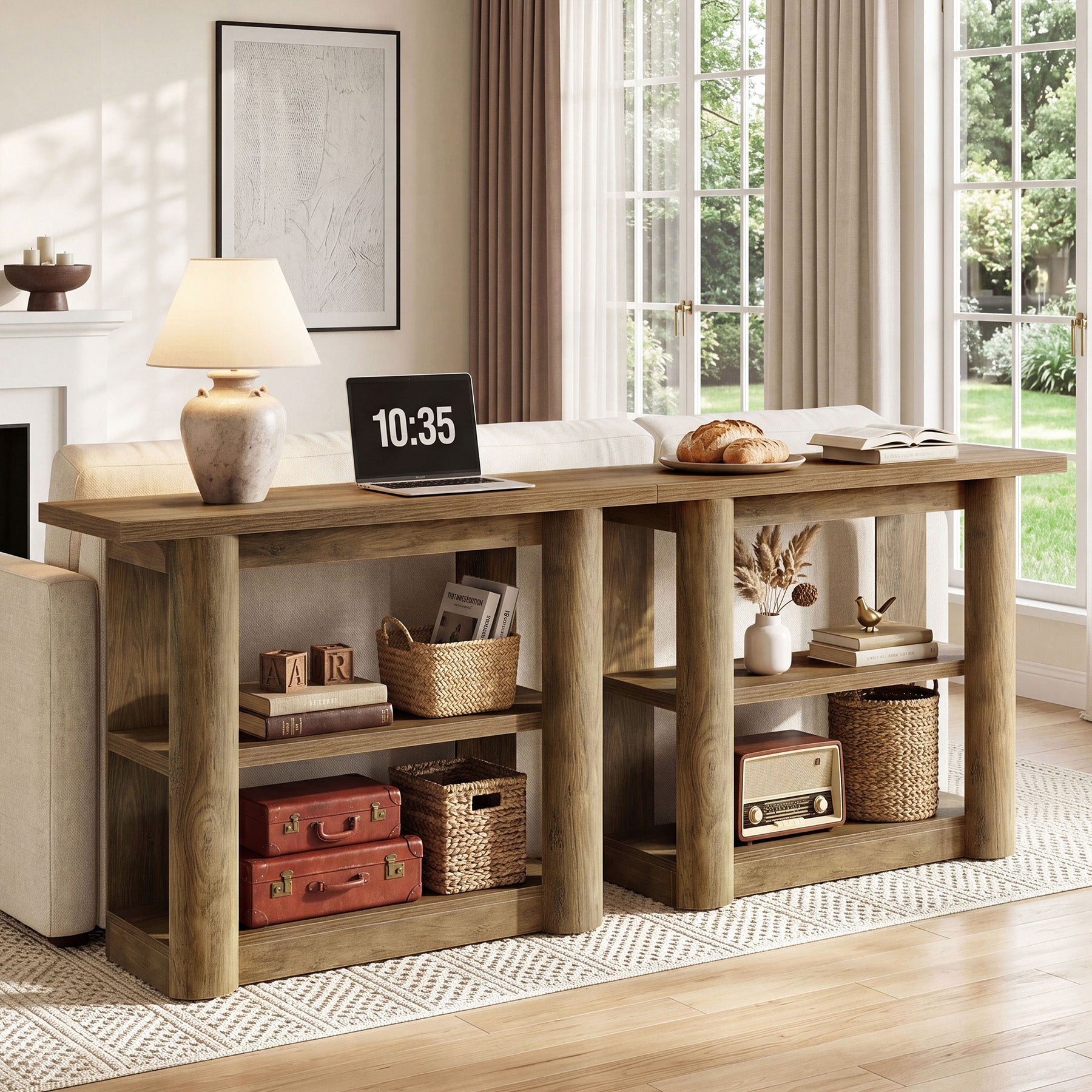 Tribesigns Console de 105 cm, Table d'entrée étroite avec 3 étagères et structure épaisse