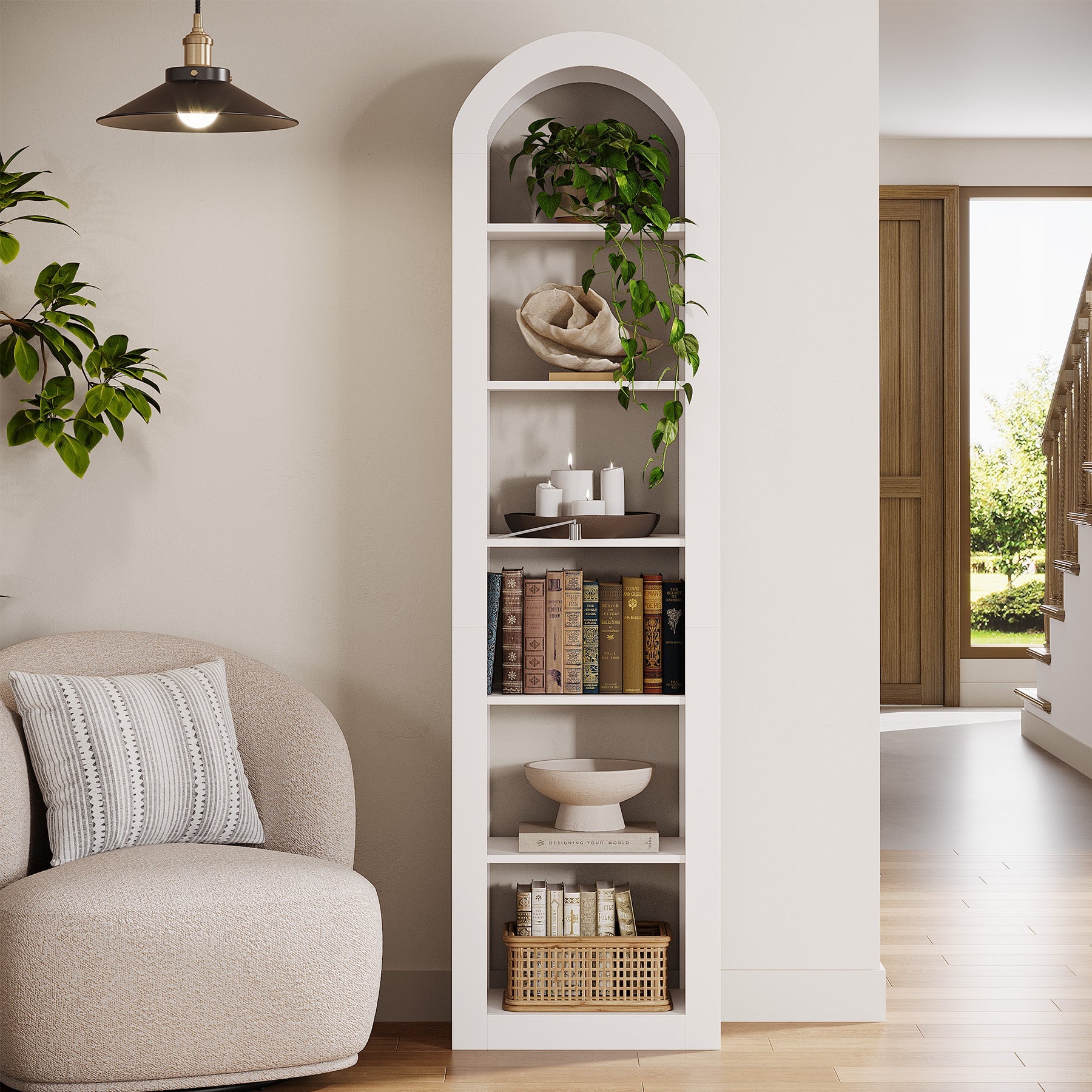 Tribesigns Bibliothèque Haute Arquée 190 cm, Étagère Autoportante Étroite à 6 Niveaux