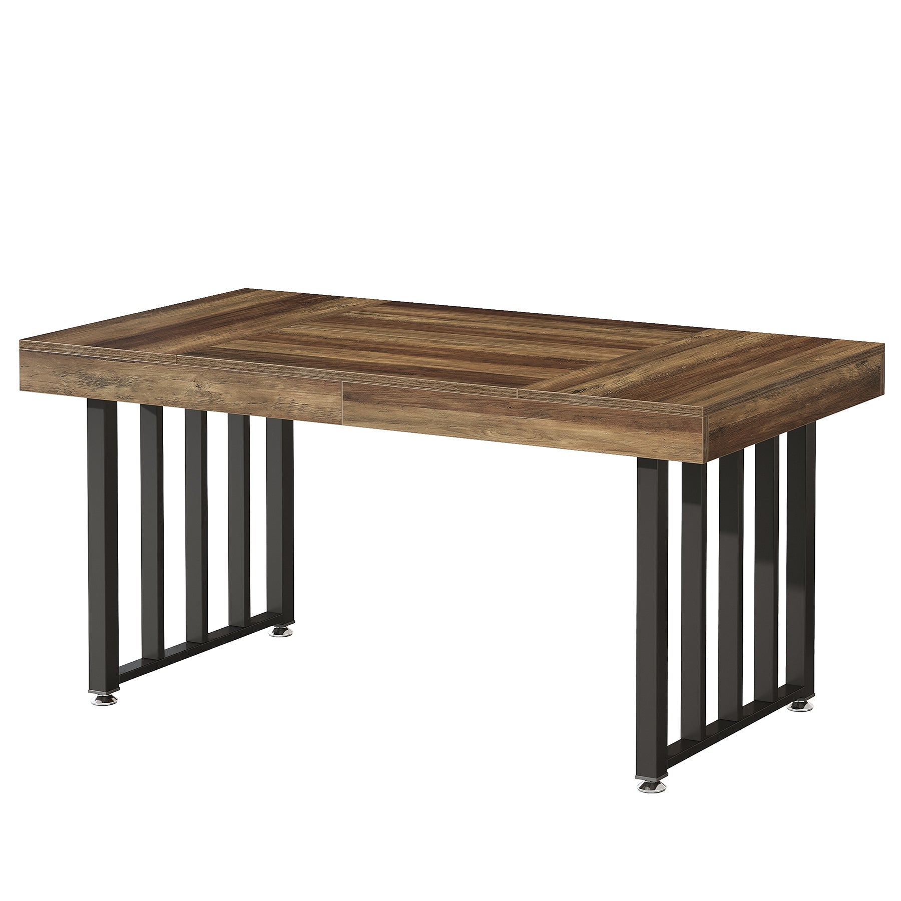 Table à manger 140 cm pour 4 personnes, Table de cuisine rectangulaire avec pieds en métal robustes